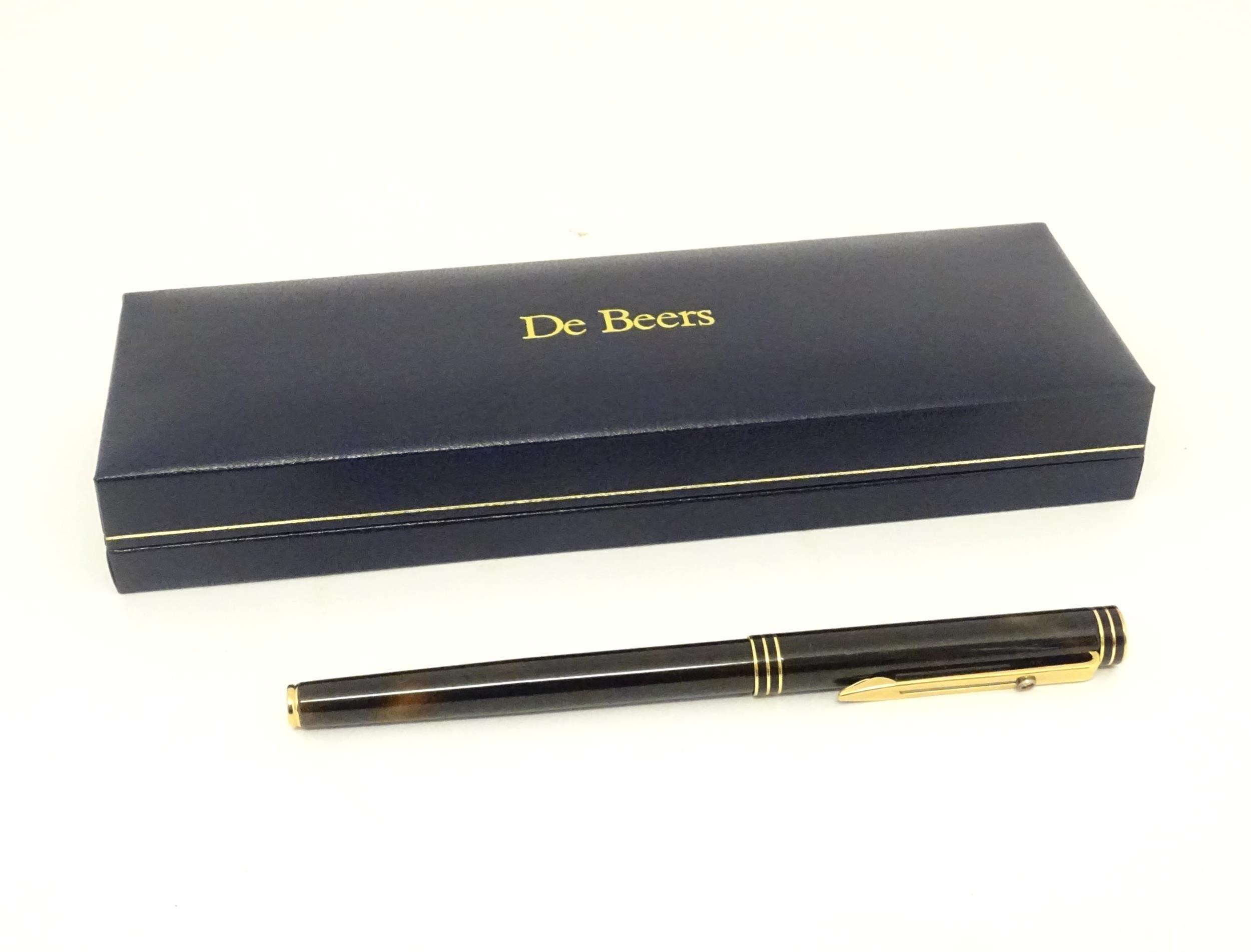 A De Beers cased Waterman Paris 'Ideal' fountain pen, the barrel and cap with black and bronze - Image 8 of 25