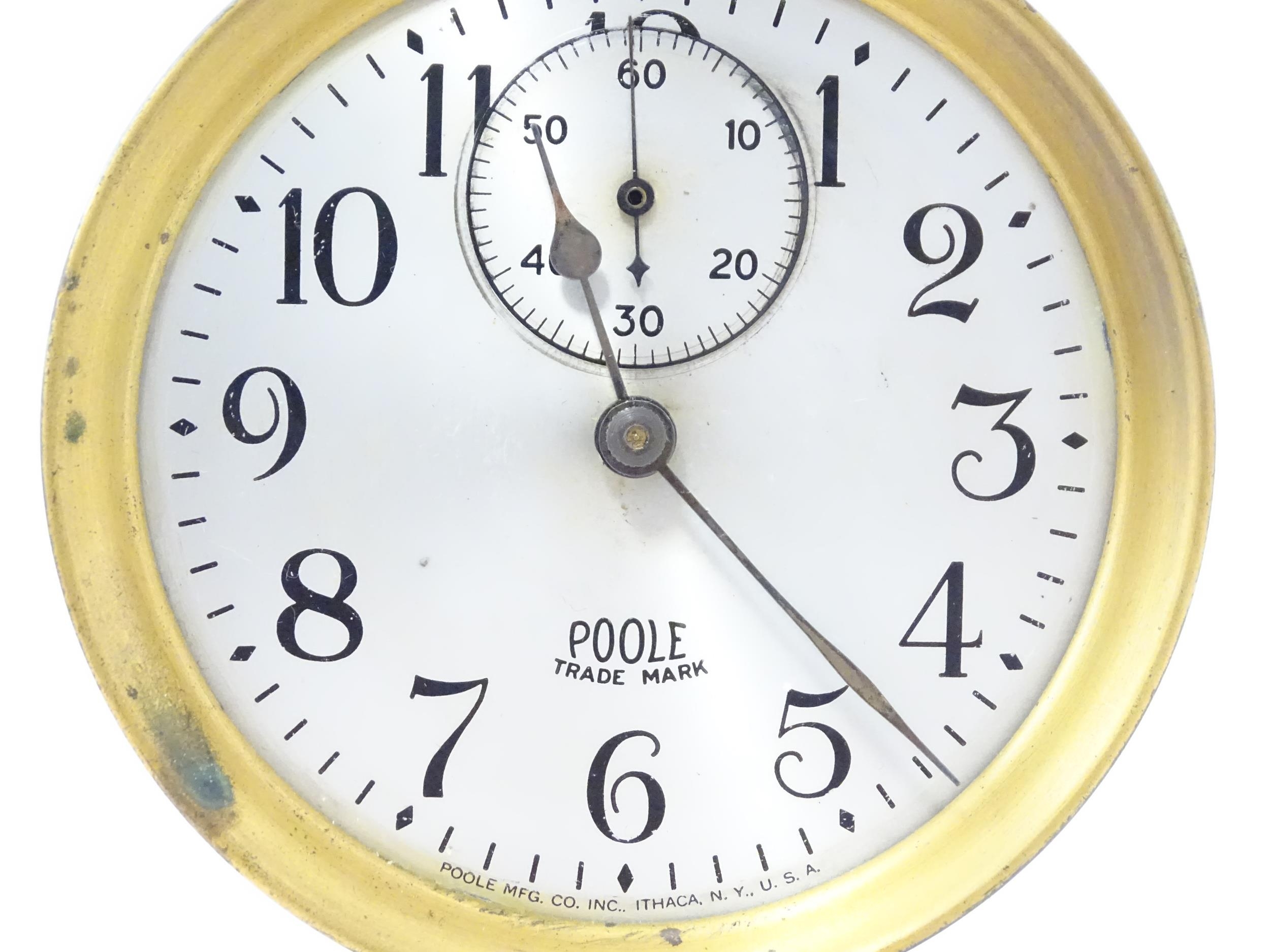 An American Poole electric mantel clock, the 3" silvered dial with subsidiary seconds dial, - Image 4 of 9