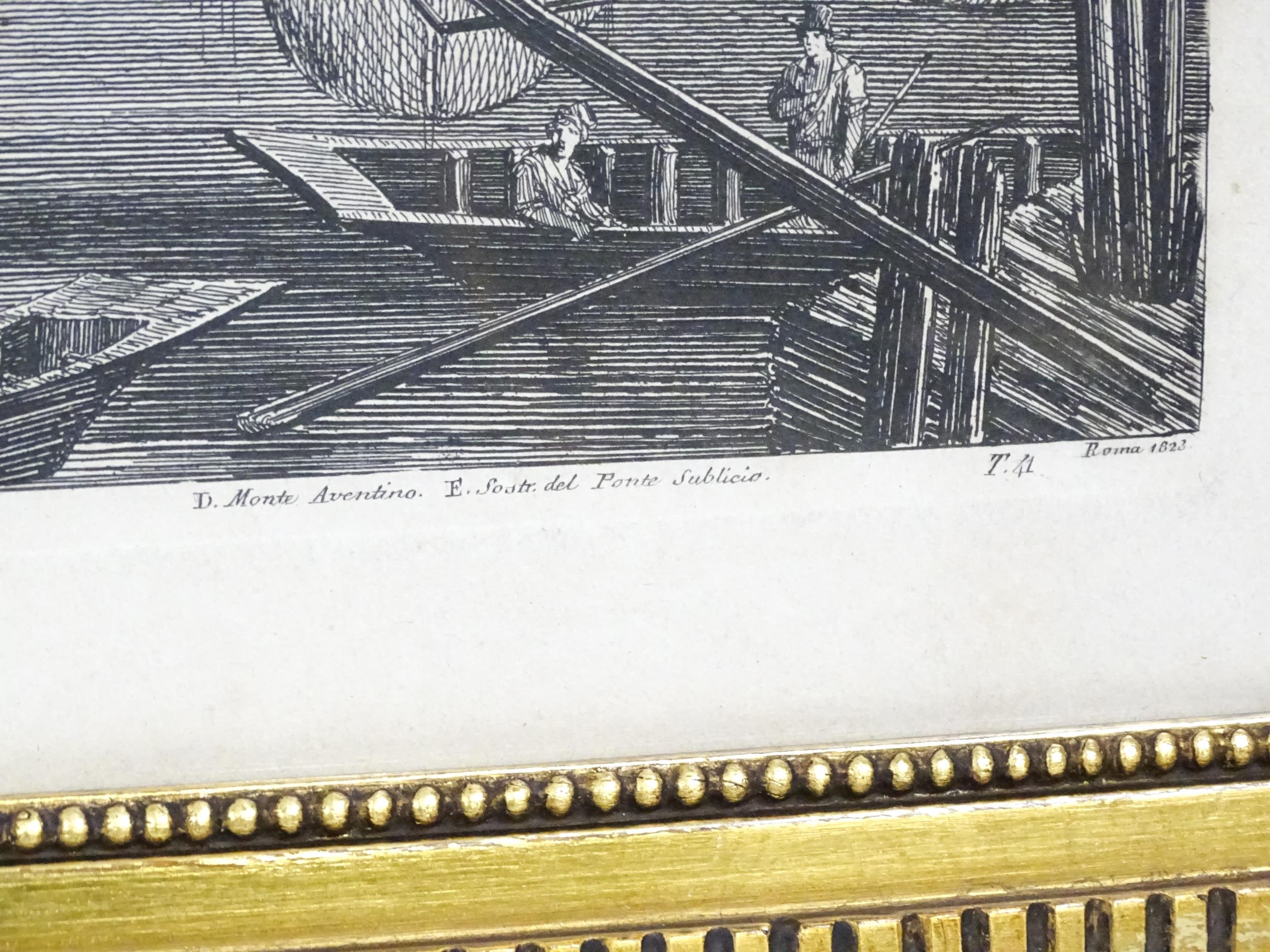 After Luigi Rossini (1790-1857), Etching, Veduta dell'Antiche sostruzioni fatte da Tarquinio, - Image 6 of 8