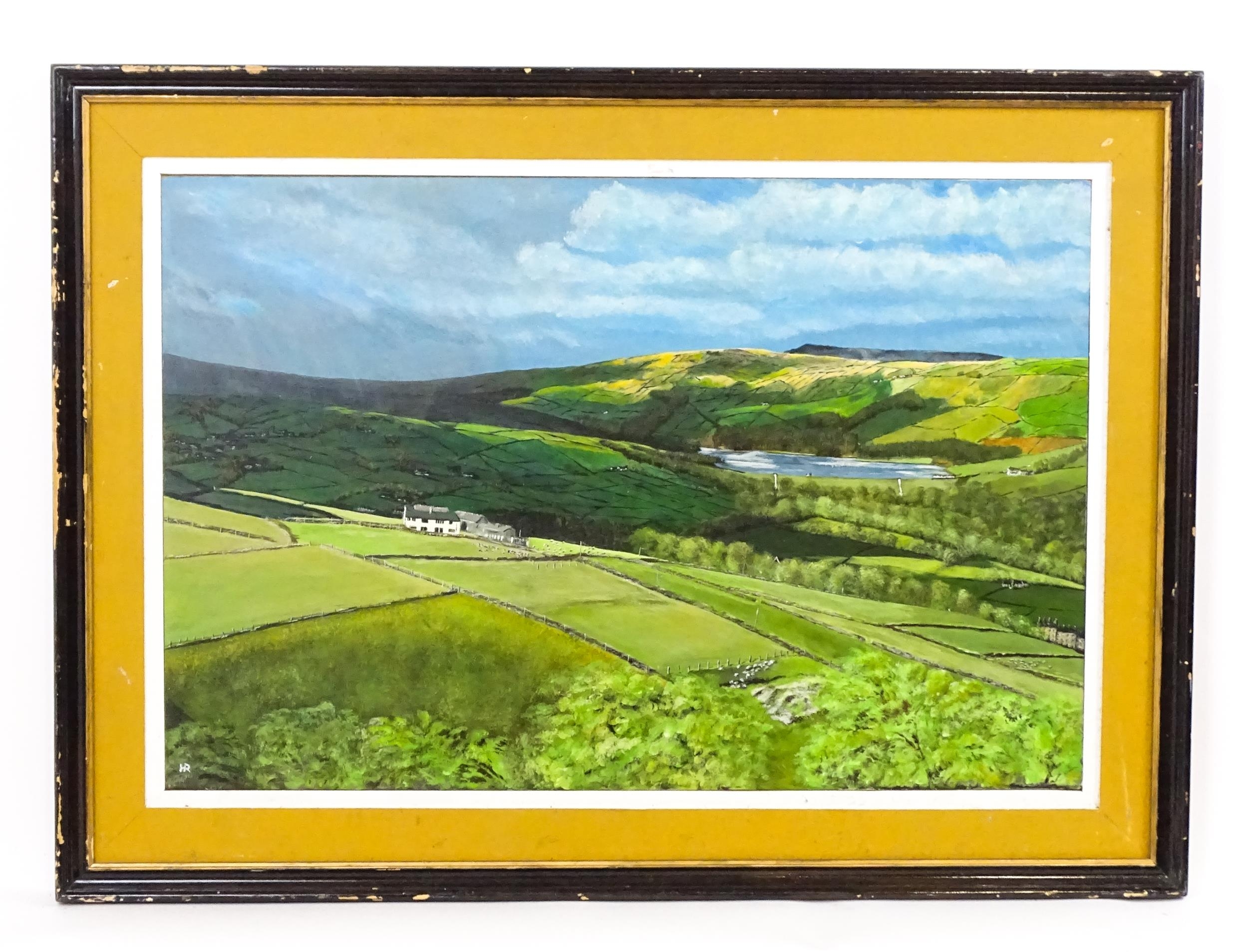 Hugh Rochard, Oil on board, View from Cartworth Moor towards Holme, West Yorkshire. Signed with