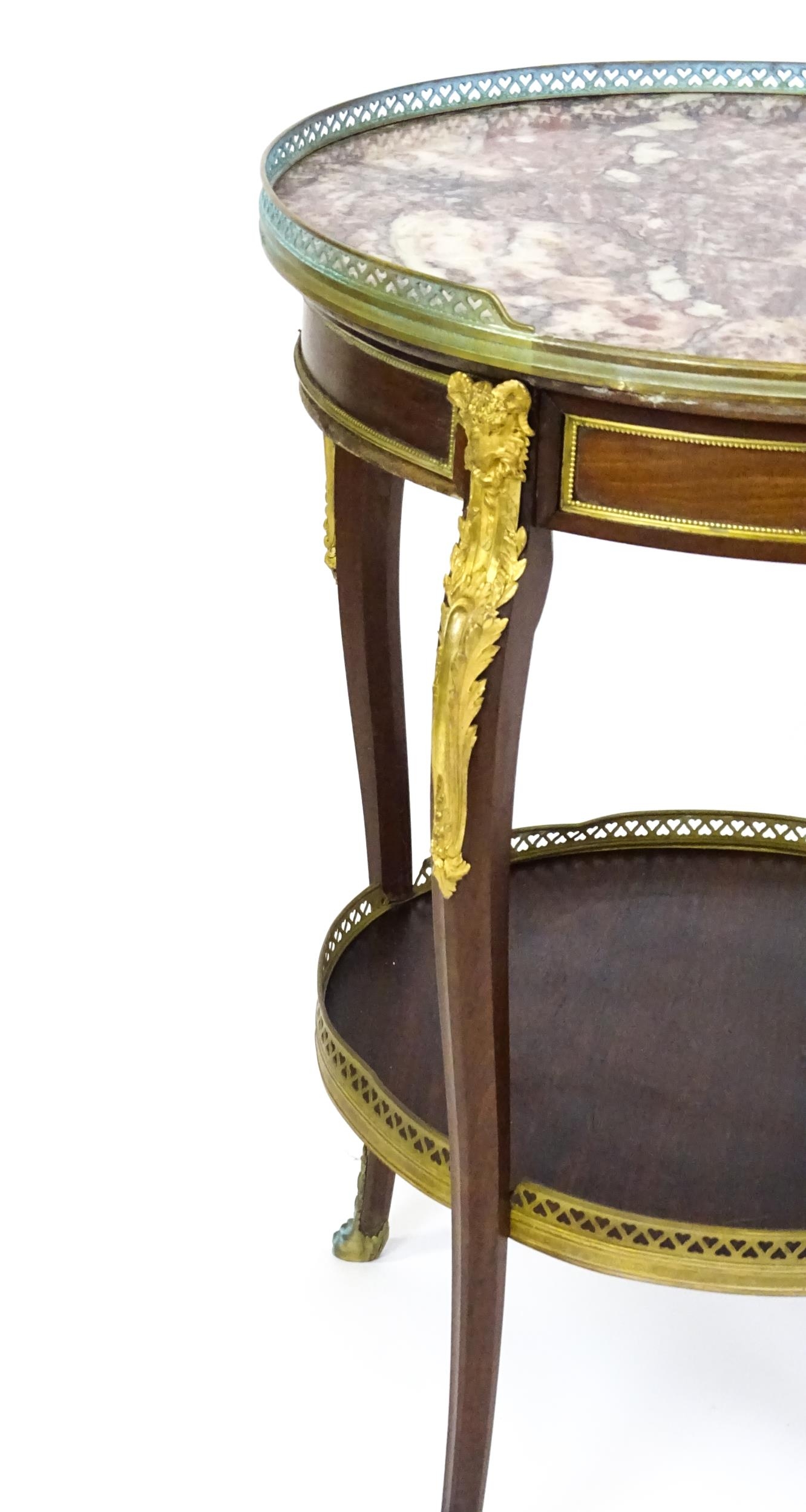 A 19thC rosewood and marble topped side table surmounted by a pierced surround and having a single - Image 6 of 10