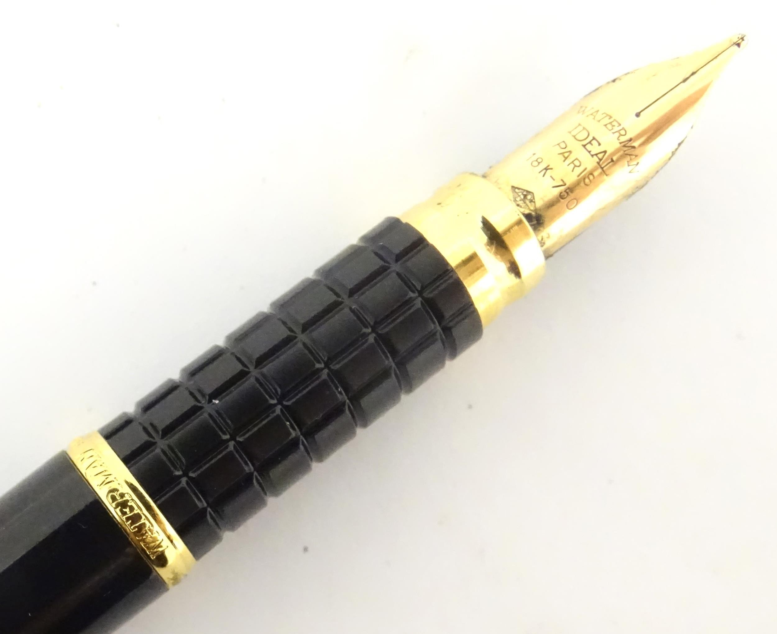 A De Beers cased Waterman Paris 'Ideal' fountain pen, the barrel and cap with black and bronze - Image 14 of 25