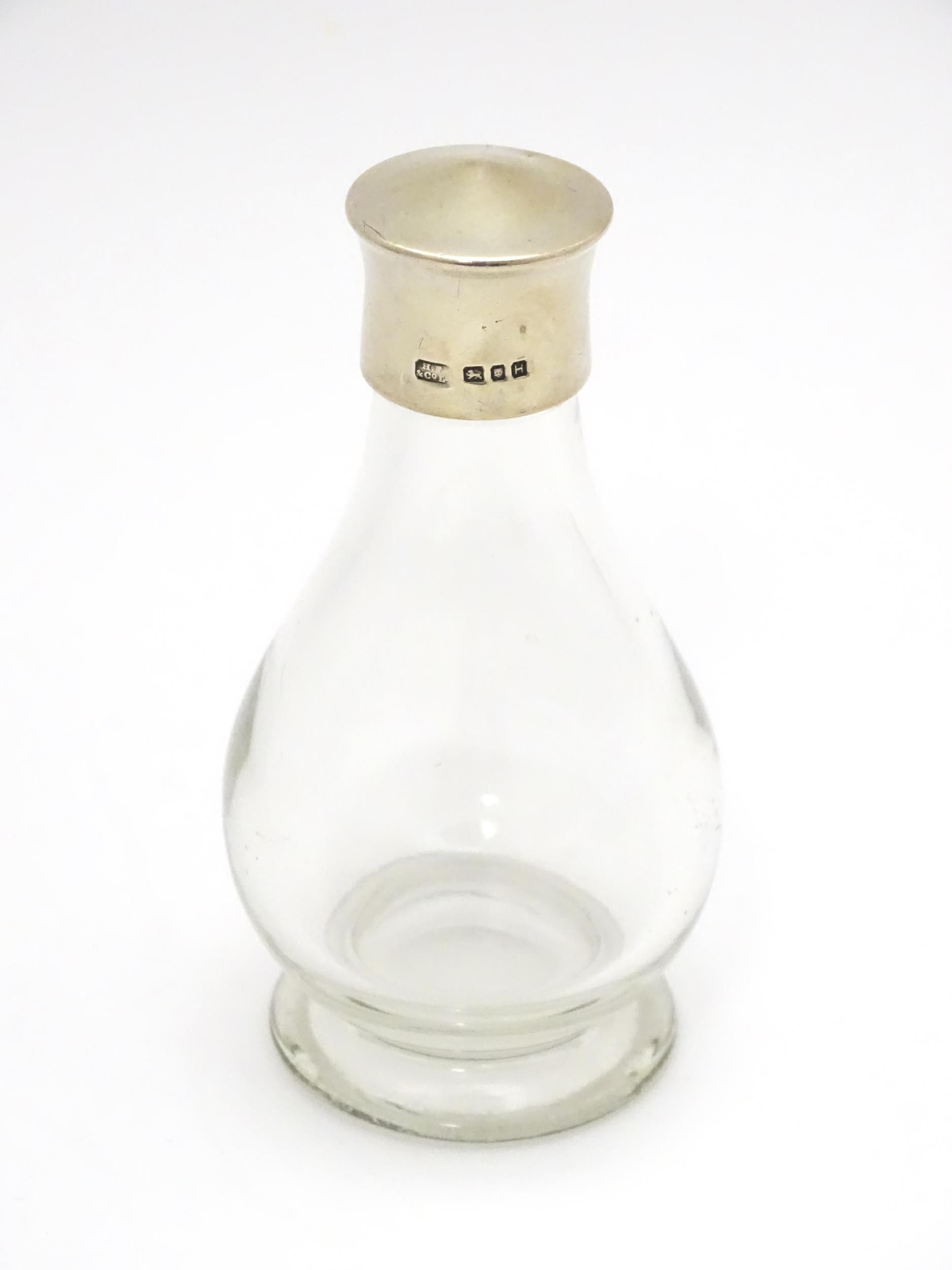 A glass private / travelling communion bottle / flask with silver screw lid, hallmarked London 1943, - Image 3 of 7