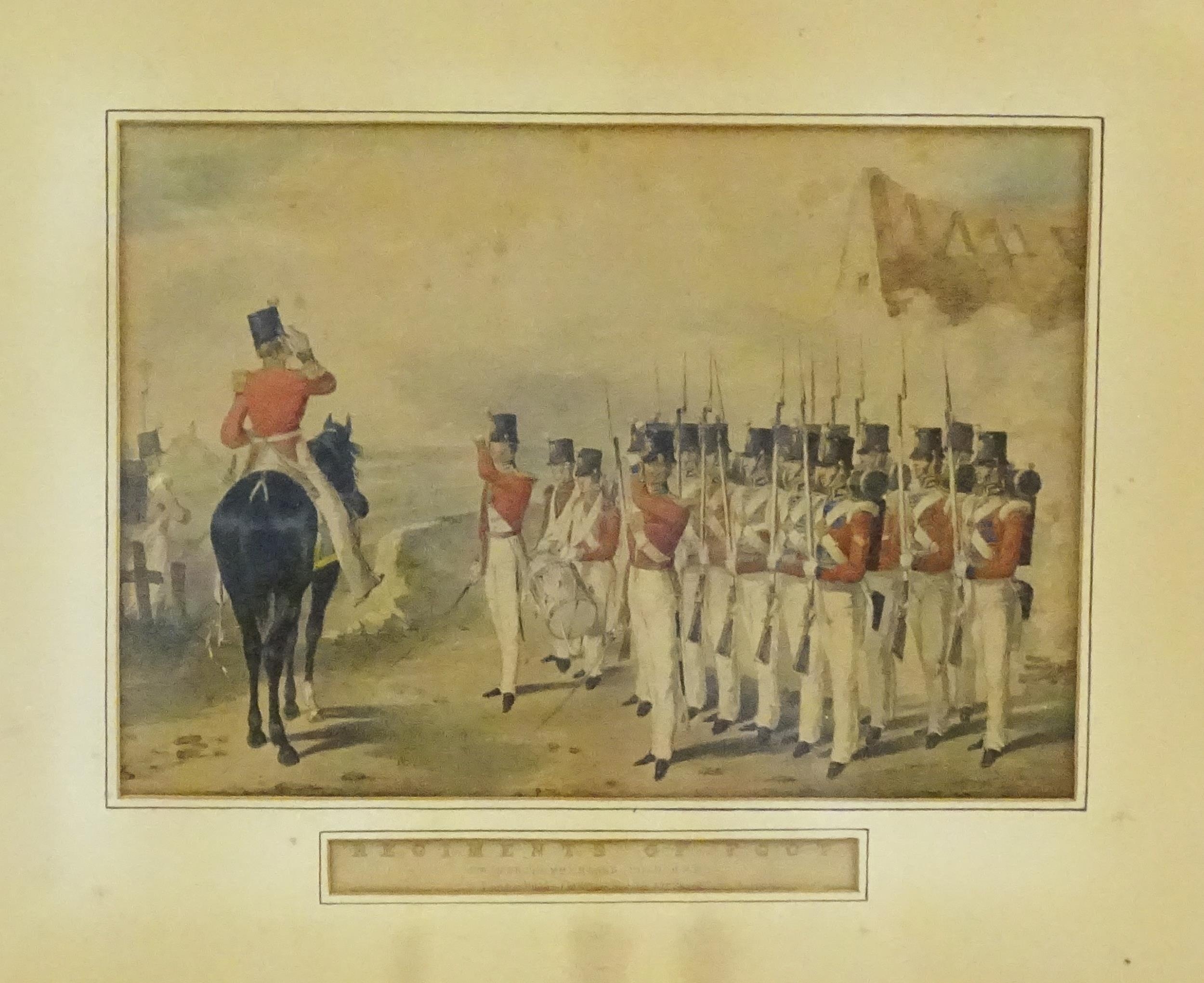 Militaria : a hand coloured engraving, entitled 'Regiments of Foot - 5th (Northumberland - Image 3 of 5