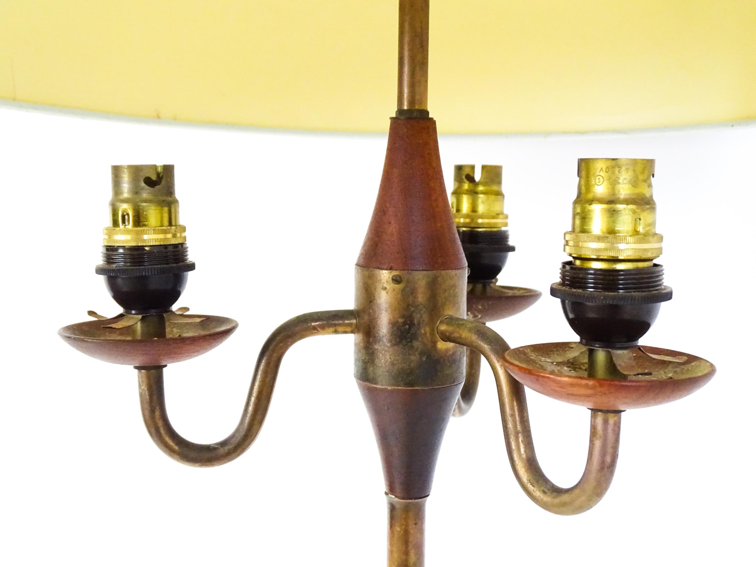 A 20thC three branch standard lamp. Approx. 62 1/2" high Please Note - we do not make reference to - Image 5 of 8