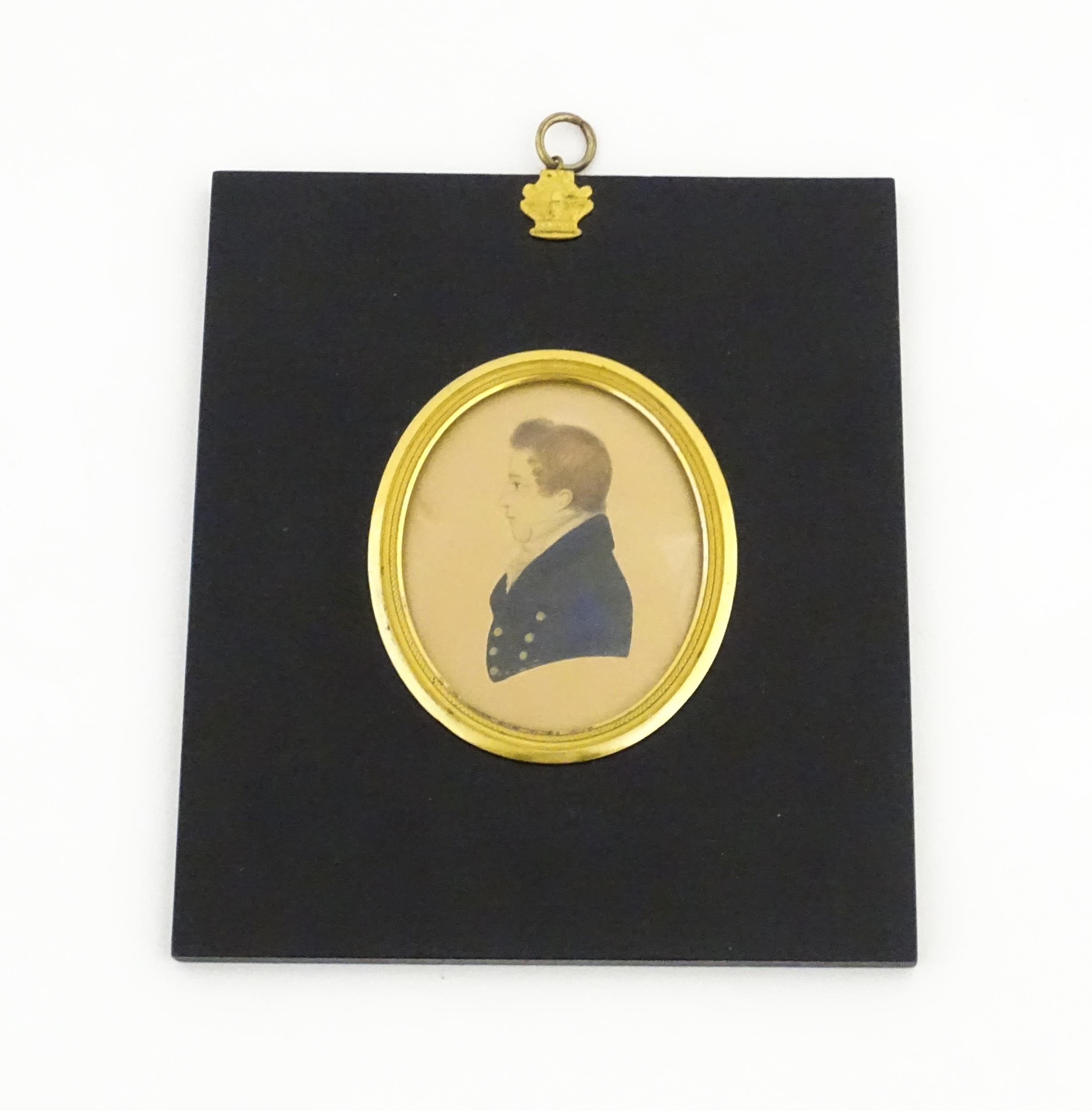 Two 19thC portrait miniature in the manner of Edward Ward Foster, one a silhouette portrait - Image 5 of 8