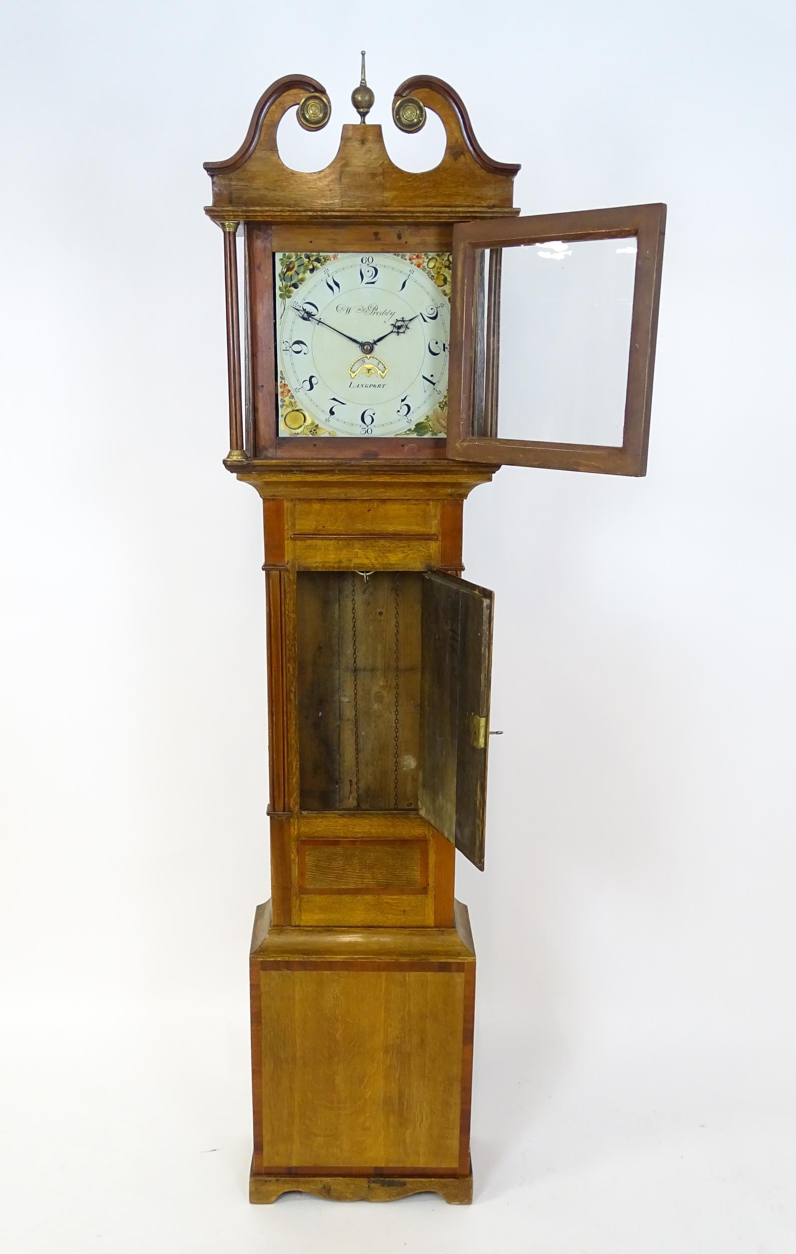 William Preddy, Langport : A 19thC oak cased 30 hour longcase clock with walnut crossbanding, the - Image 5 of 15