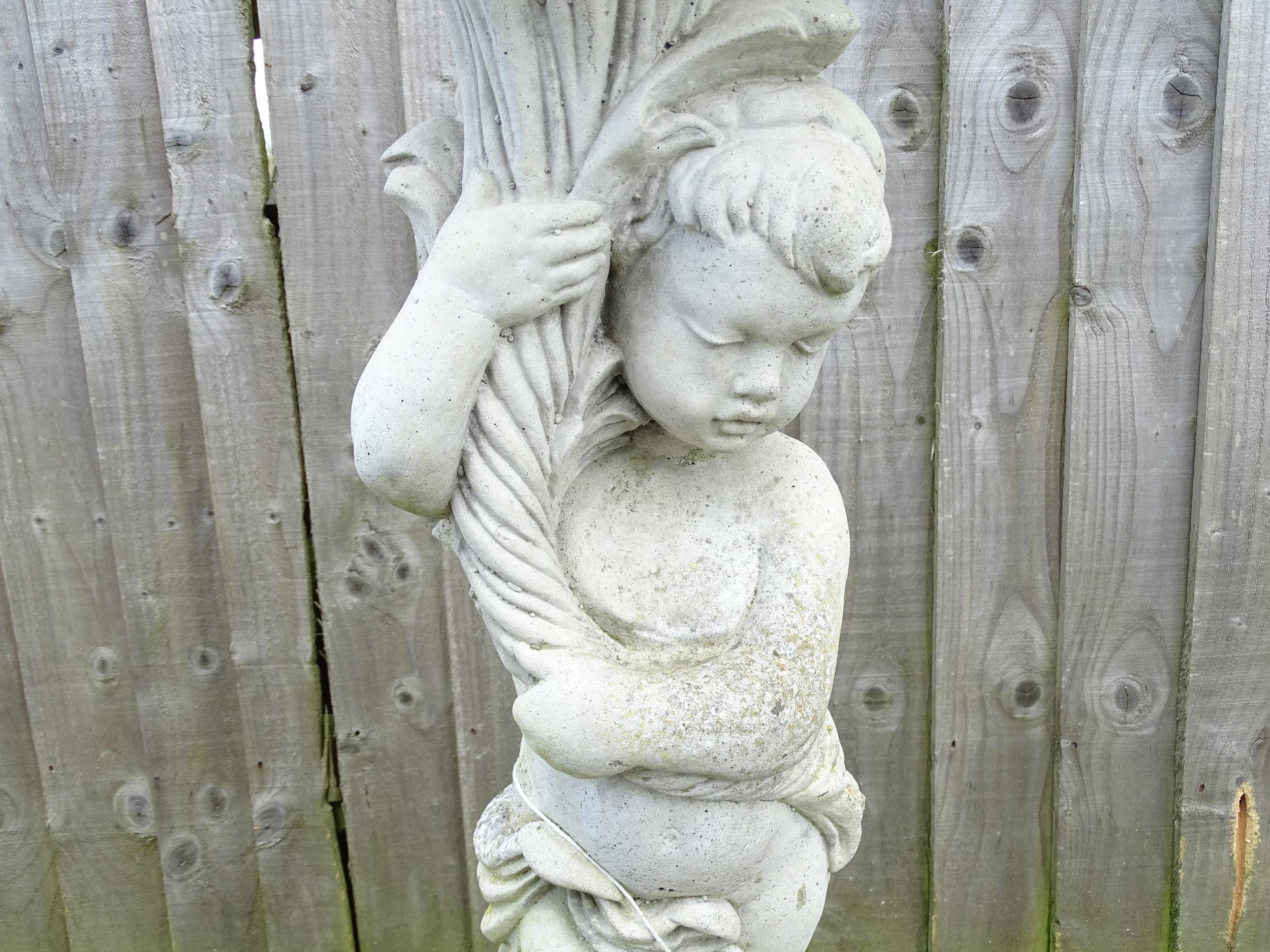 Garden & Architectural : a large reconstituted stone bird bath modelled as a cherub, standing approx - Image 6 of 7