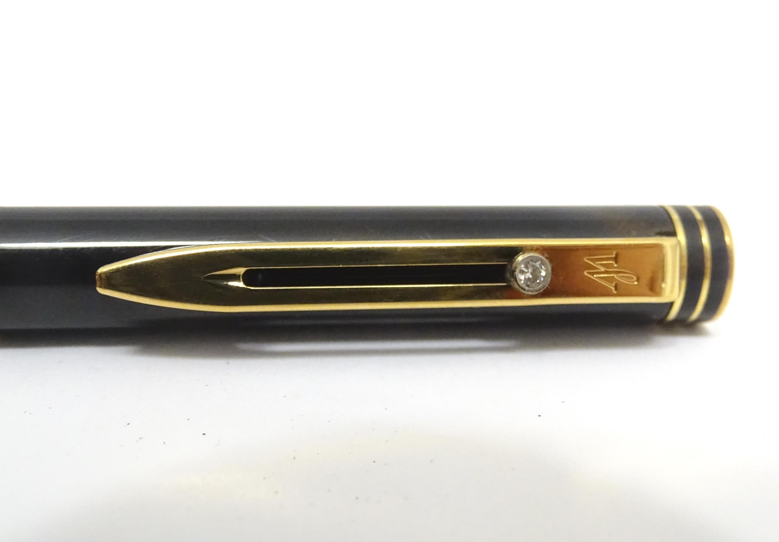 A De Beers cased Waterman Paris 'Ideal' fountain pen, the barrel and cap with black and bronze - Image 21 of 25