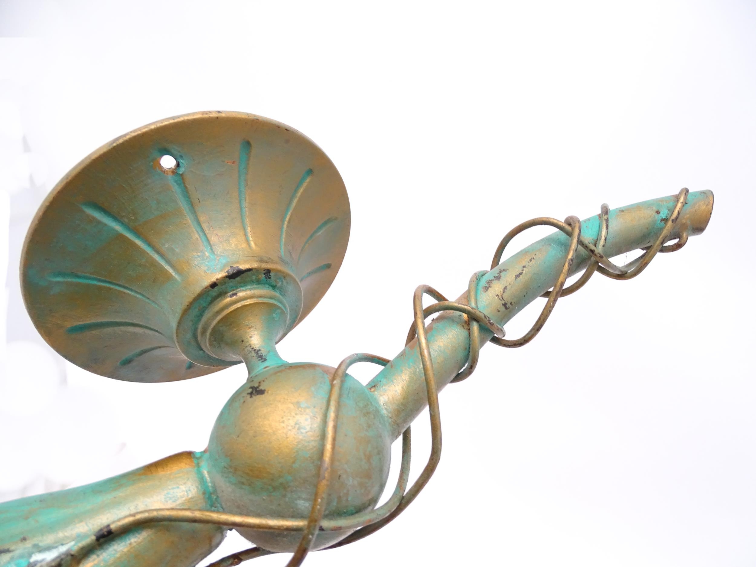 Three wall lamps of Art Nouveau style calla lily flower form. Approx. 14 1/4" high (3) Please Note - - Image 7 of 8