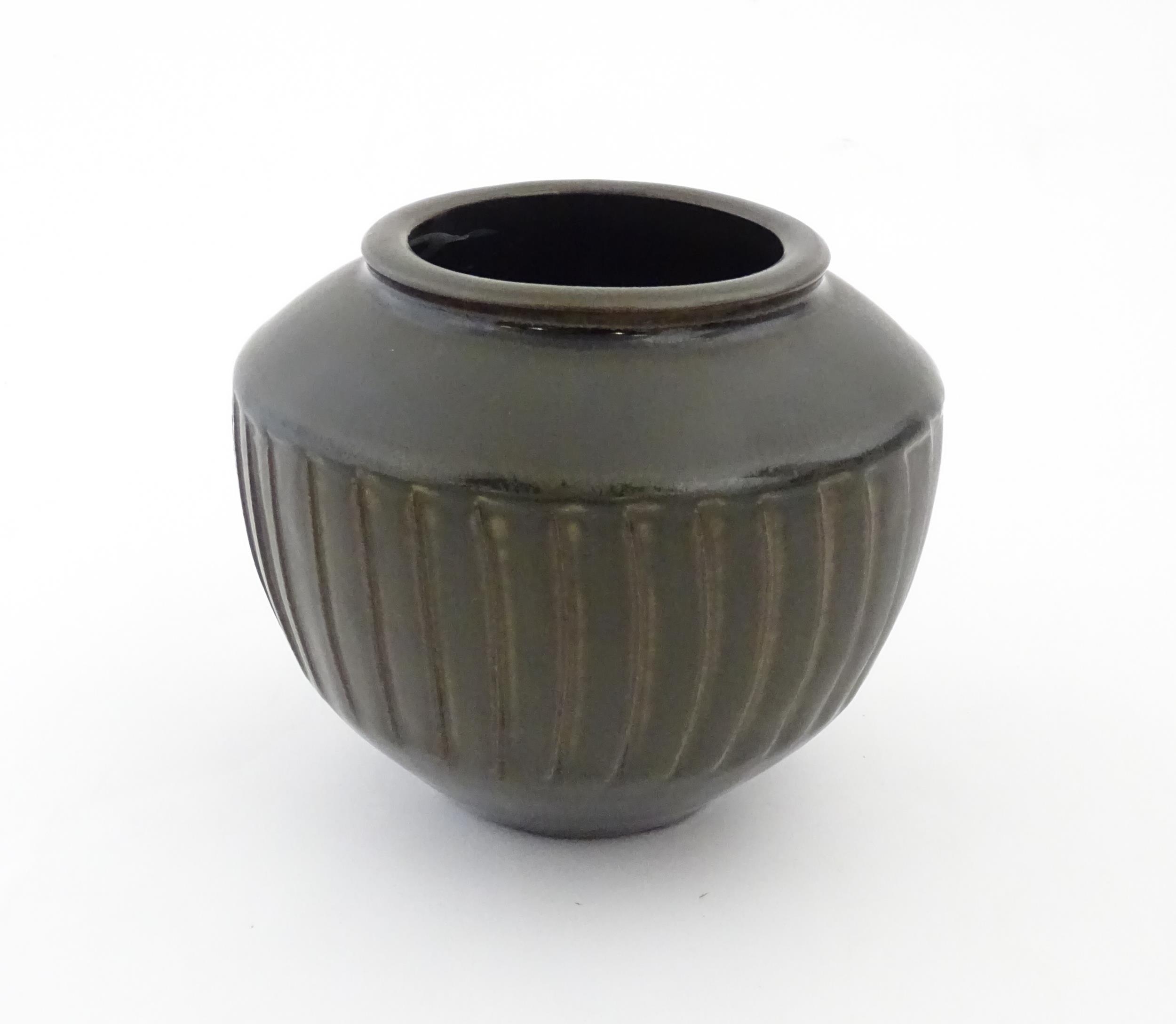A David Leach studio pottery vase / pot of tapering form with a unique gunmetal glaze commissioned - Image 2 of 18