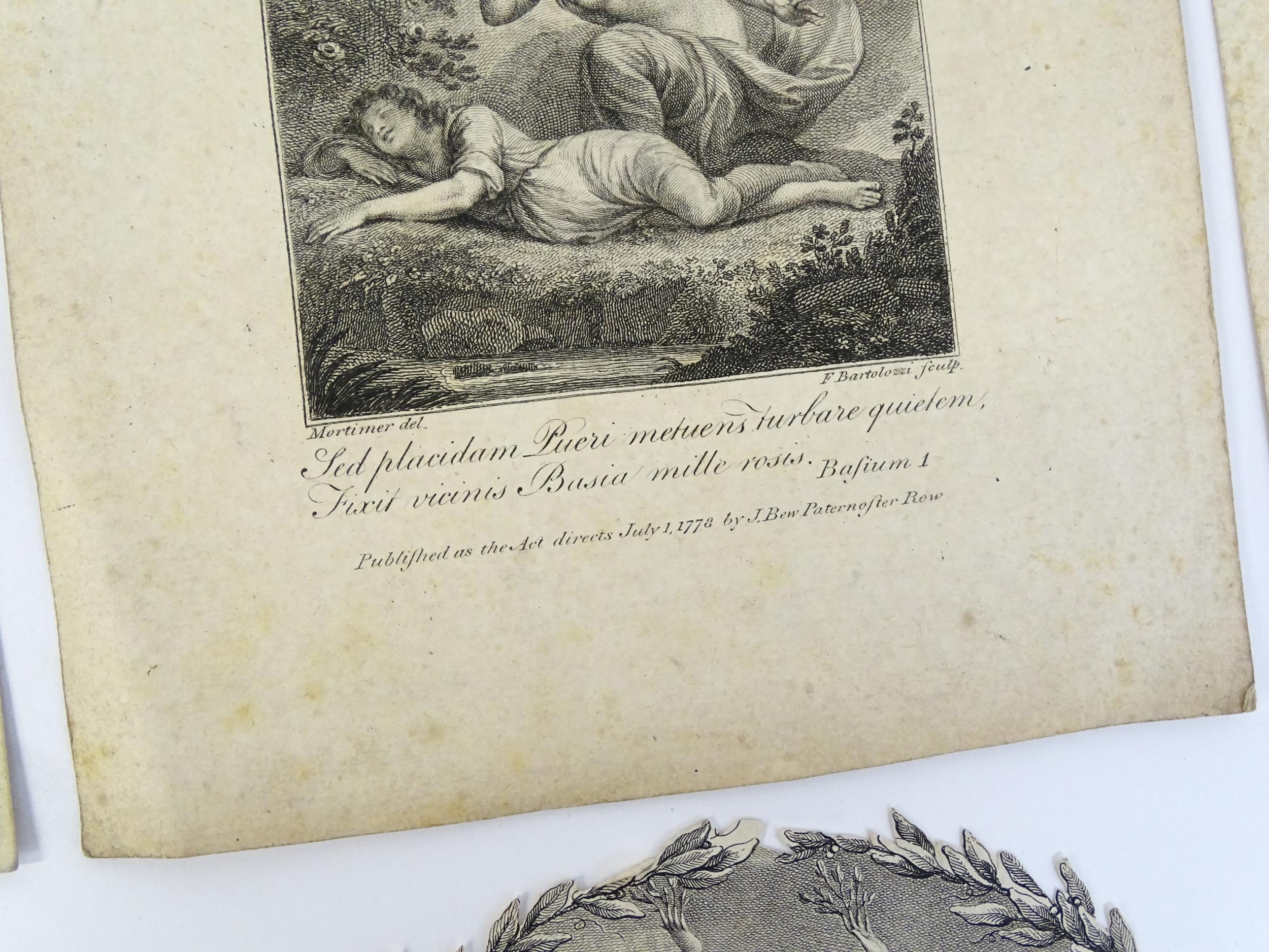 A quantity of 17th and 18thC Bartolozzi engravings to include Apollo & Daphne, Orpheus & Eurydice, - Image 4 of 11