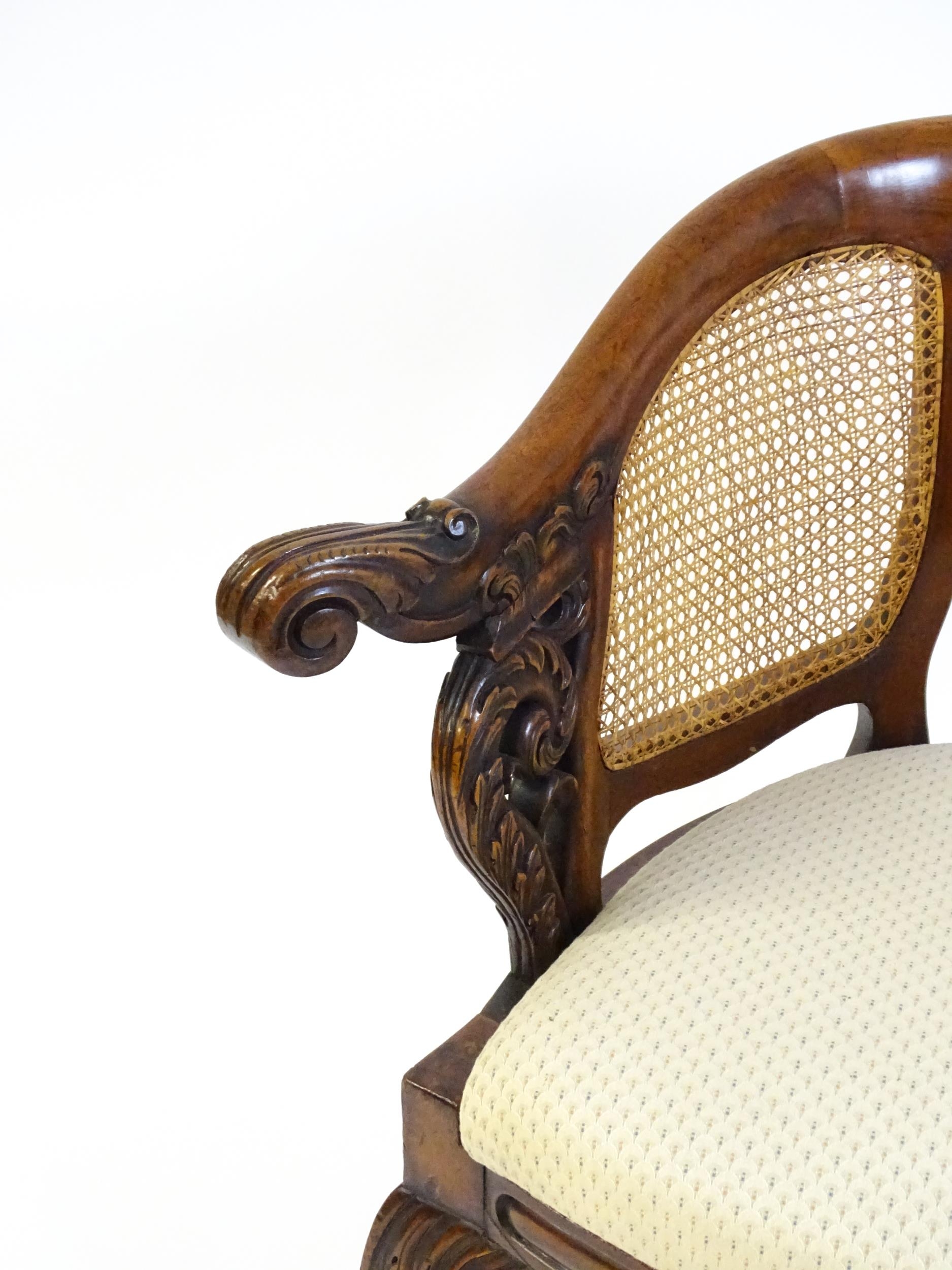 A mid 19thC mahogany Burgermeister chair, this continental chair having a bowed backrest terminating - Image 4 of 9