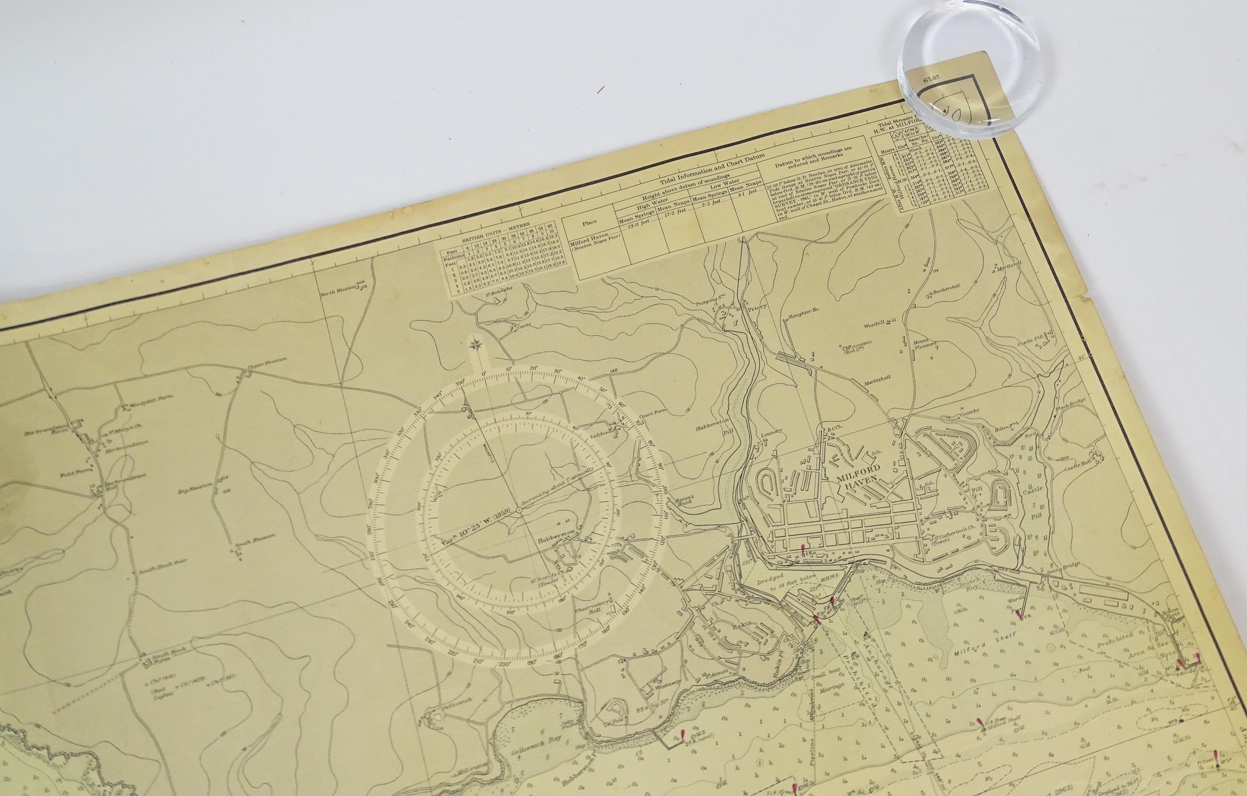 Three mid 20thC Hydrographic Office maritime navigational charts for Wales - South Coast, comprising - Image 8 of 26