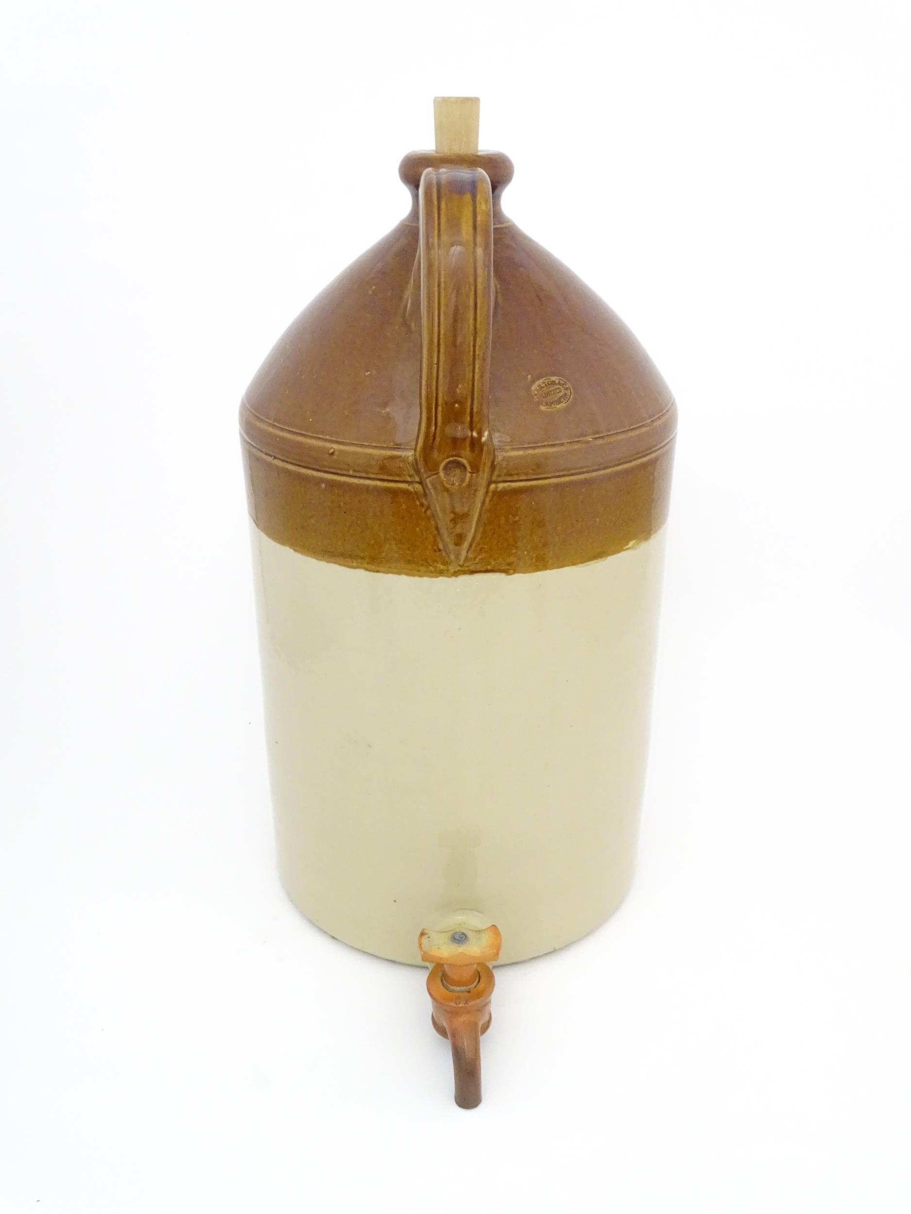 A large Victorian Doulton & Co. Lambeth stoneware two tone cider flagon with Doulton Lambeth - Image 5 of 11