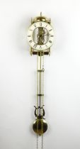 A late 20thC Sewills of Liverpool brass cased skeleton lantern wall clock, circular dial with