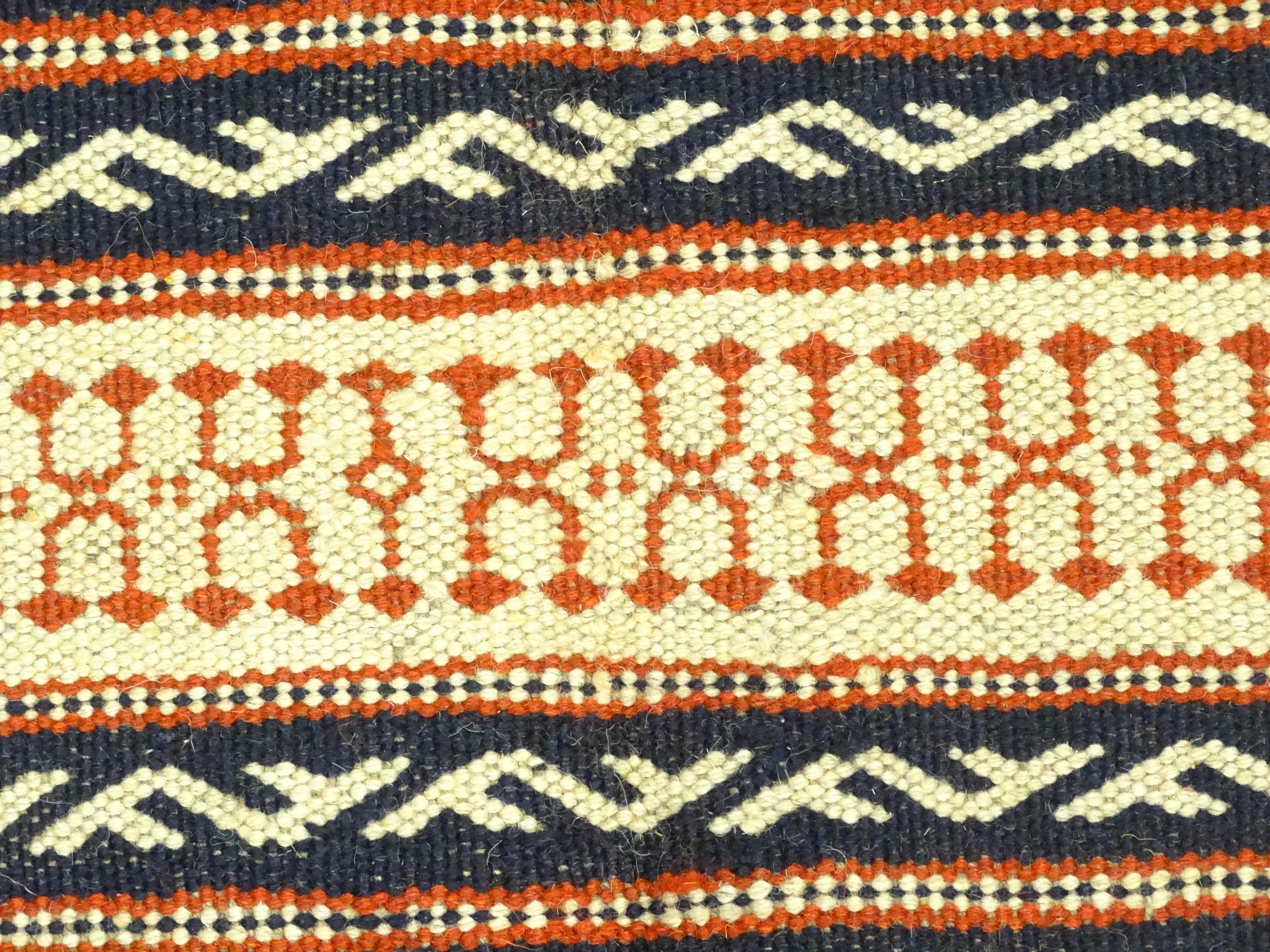 Carpet / Rug : A North East Persian Sumak kilim rug with banded geometric detail and repeating - Image 7 of 11