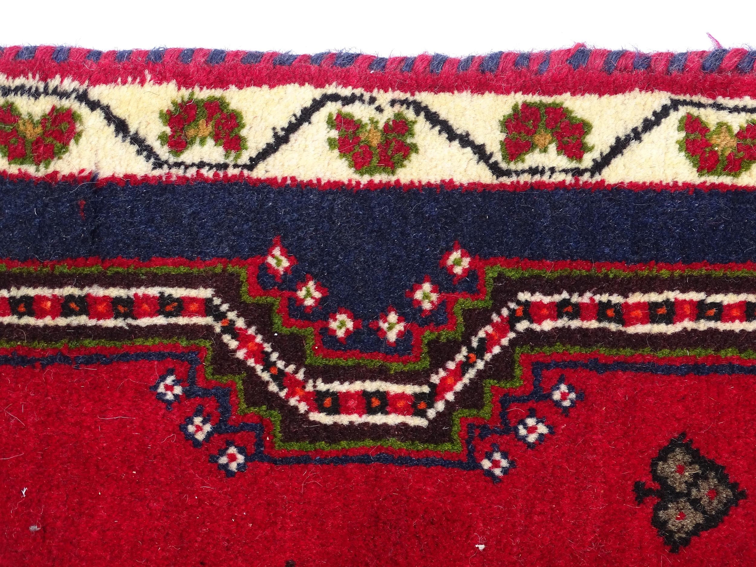 Carpet / Rug: A South West Persian qashgai runner, the red and blue ground with central geometric - Image 5 of 8