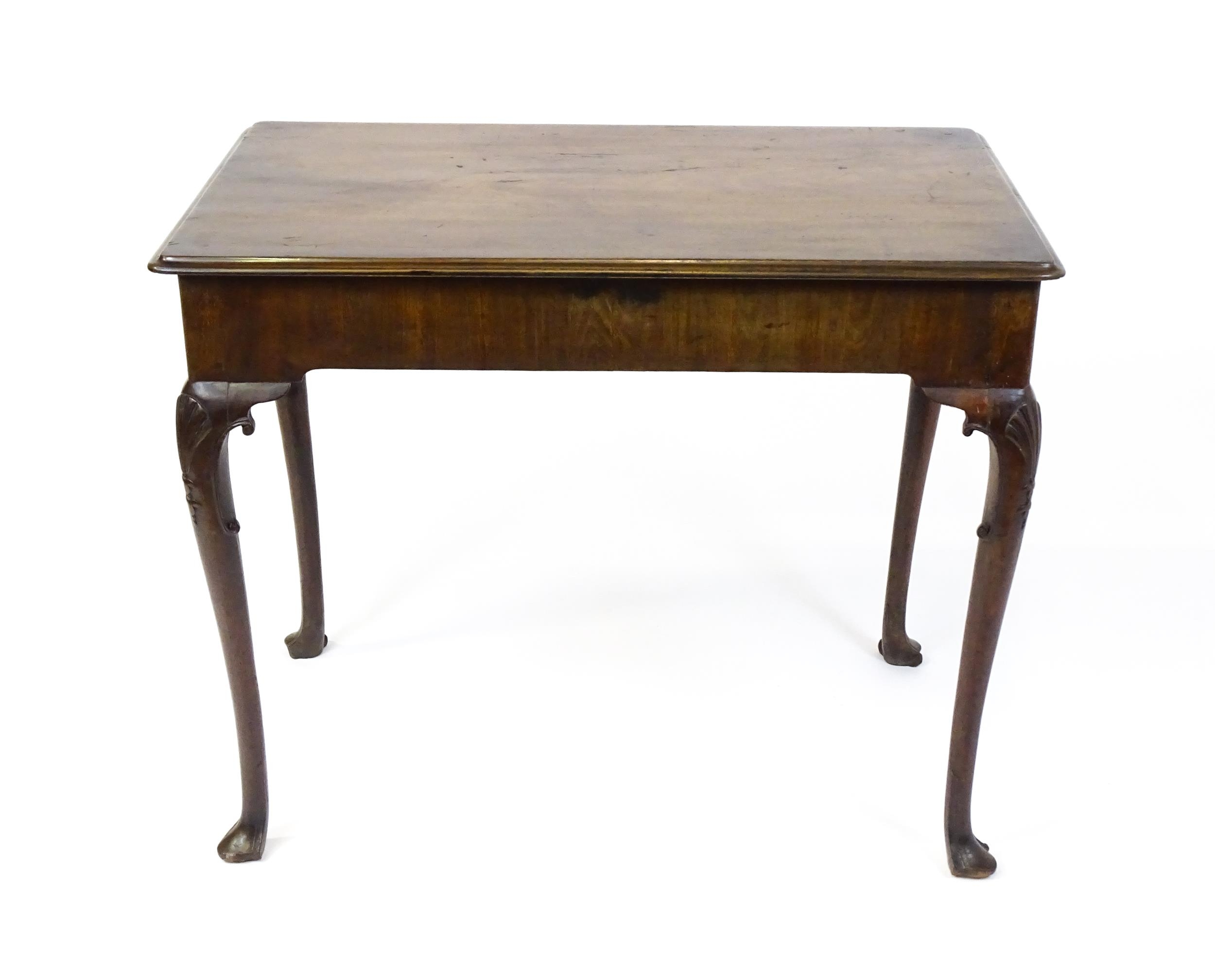 A George III mahogany side table with a moulded top above a single long frieze rawer with brass - Image 2 of 9
