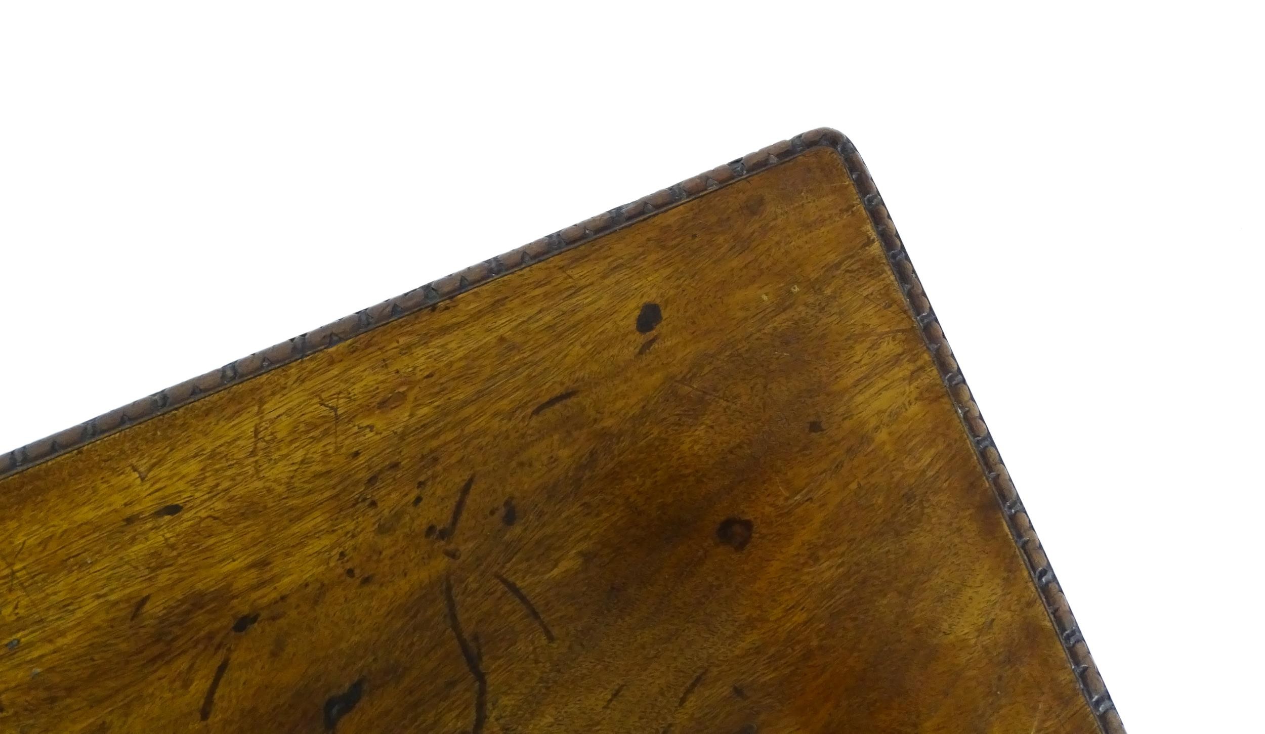 A late 18thC / early 19thC mahogany occasional table with a rectangular top and carved edge above - Image 3 of 12