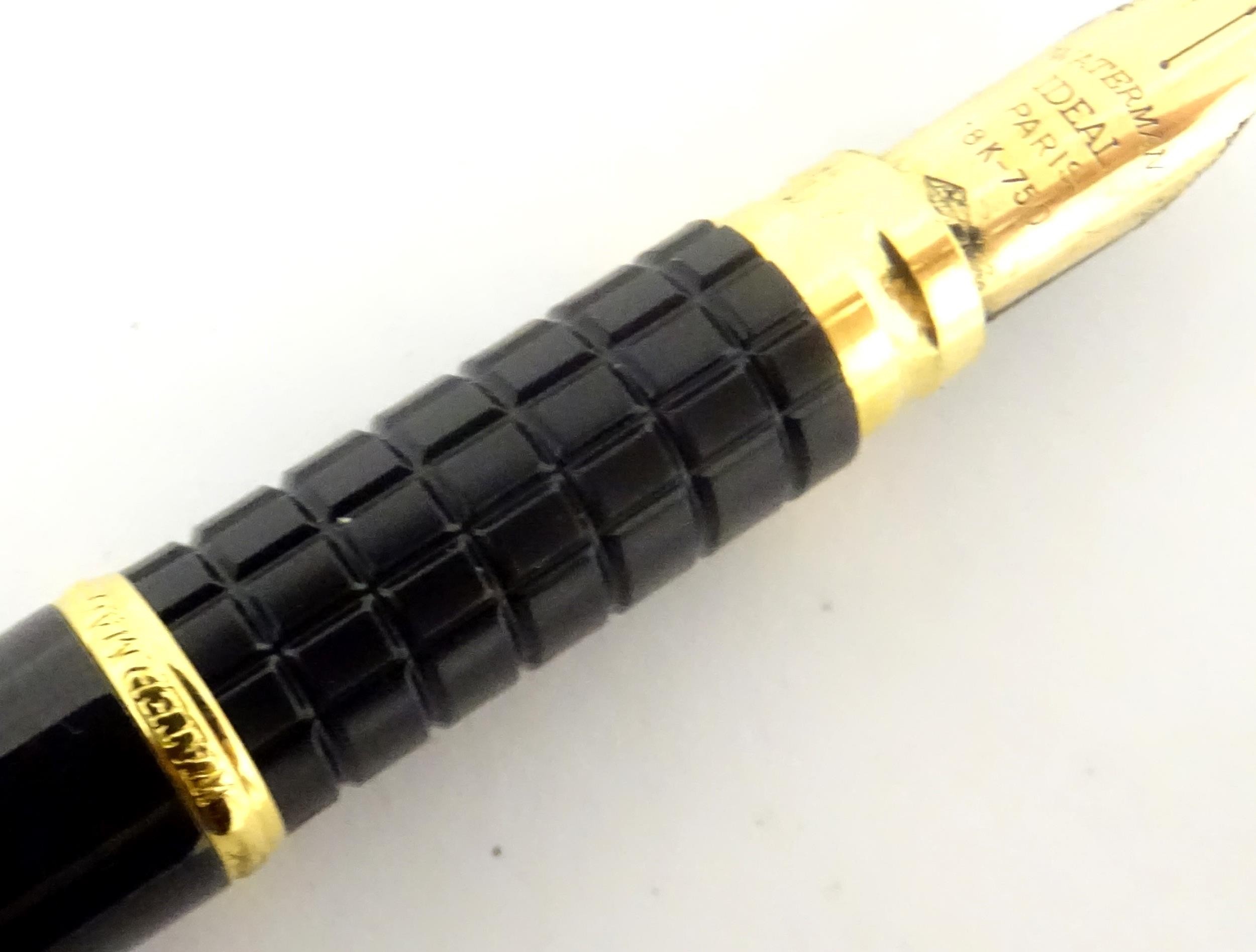 A De Beers cased Waterman Paris 'Ideal' fountain pen, the barrel and cap with black and bronze - Image 13 of 25