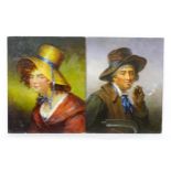 After Thomas Barker of Bath, 20th century, Oil on panel, A pair of portraits, one depicting a farmer