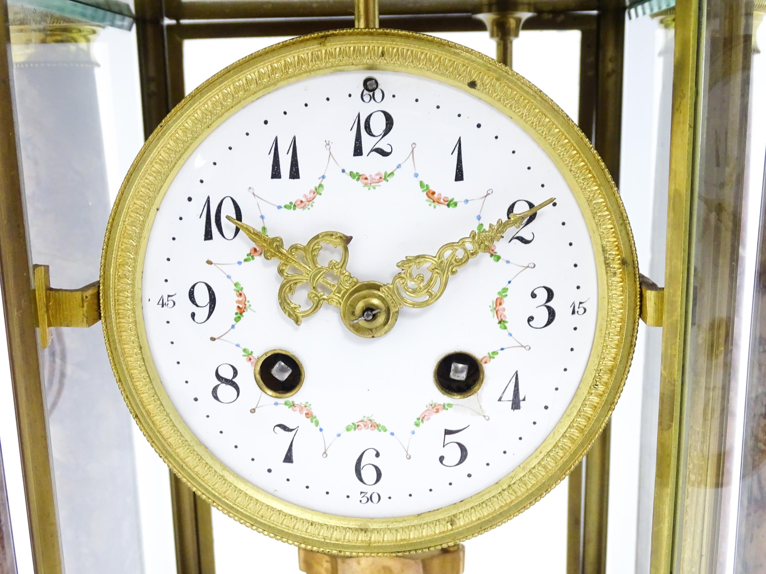 A 19thC French Three-Piece Clock Garniture, by Marti, having a white dial with floral garland swags, - Image 10 of 19
