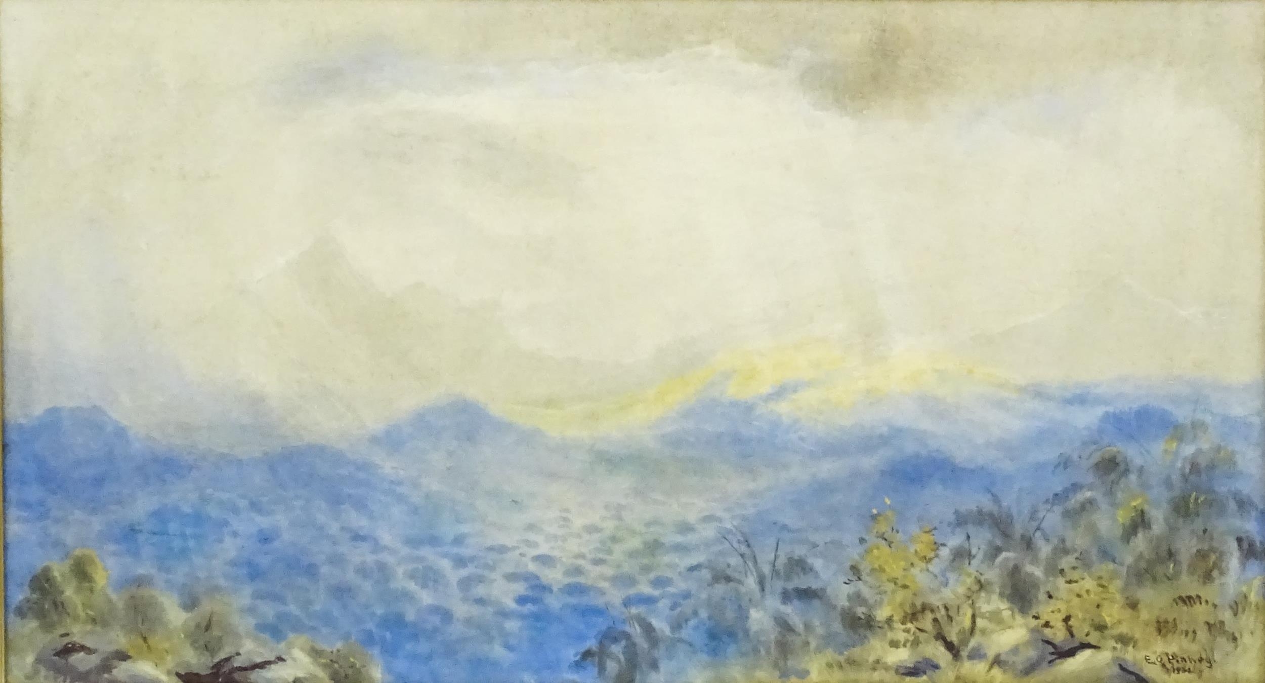 Edith Pinhey, Early 20th century, Watercolour, A Burmese valley landscape with mountains from the - Image 3 of 4