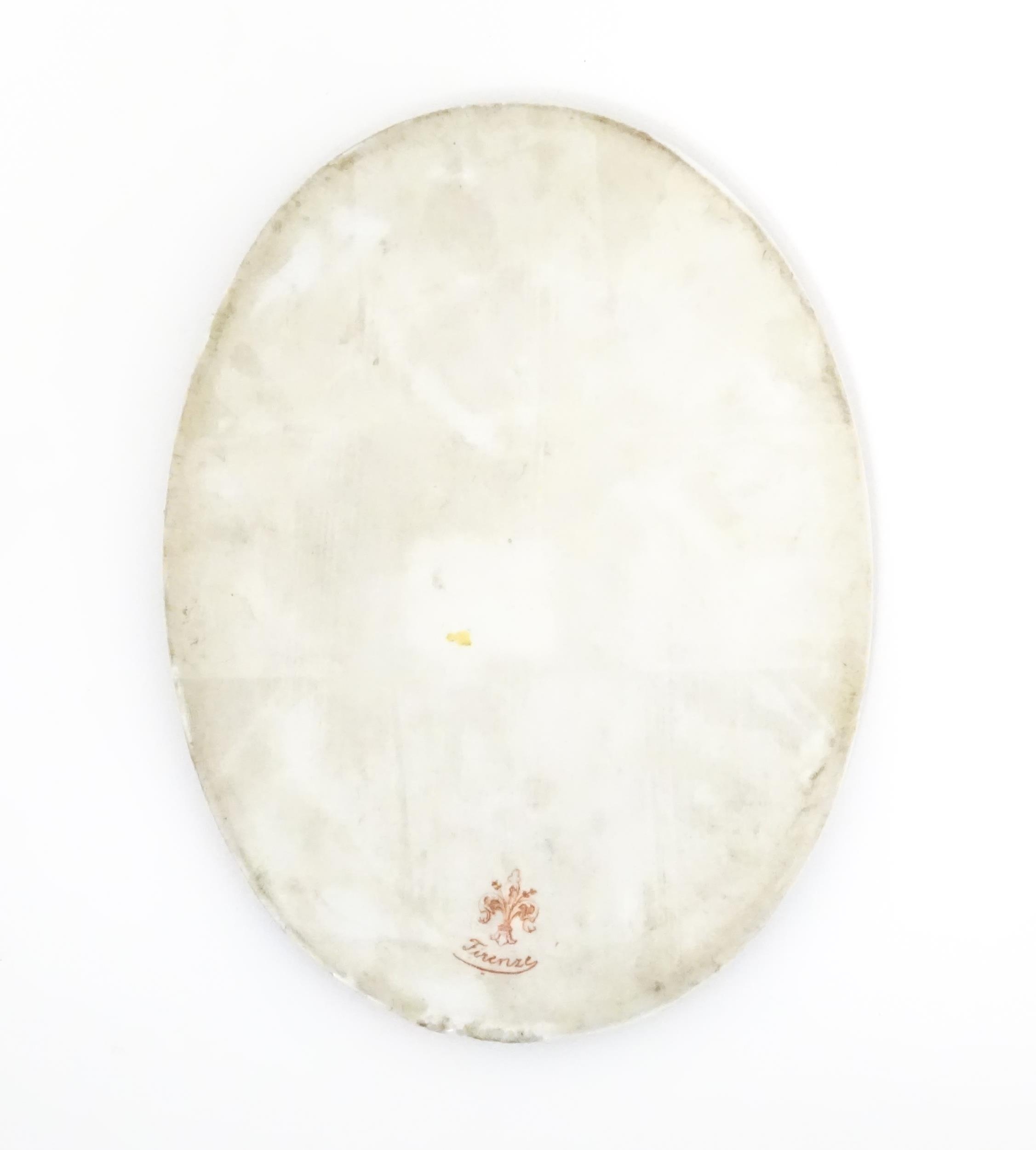 A 20thC Italian watercolour on porcelain oval plaque depicting Marie Elizabeth Louise Vigee Le - Image 6 of 12