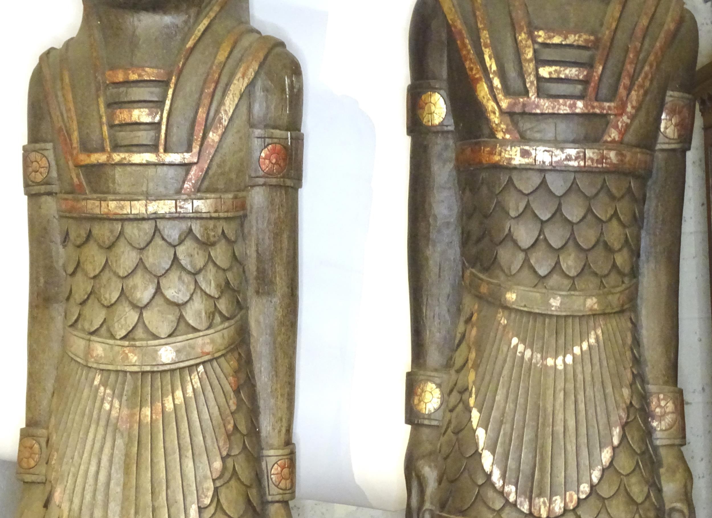 A pair of very large 20thC carved wooden standing Anubis / Ancient Egyptian dog god statues with - Image 52 of 52