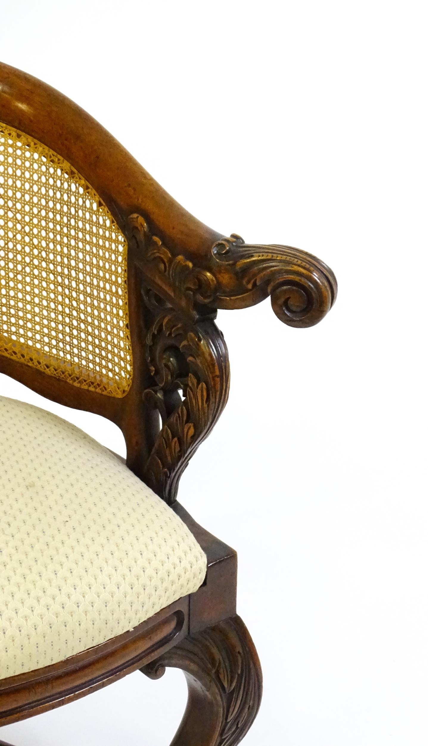 A mid 19thC mahogany Burgermeister chair, this continental chair having a bowed backrest terminating - Image 3 of 9