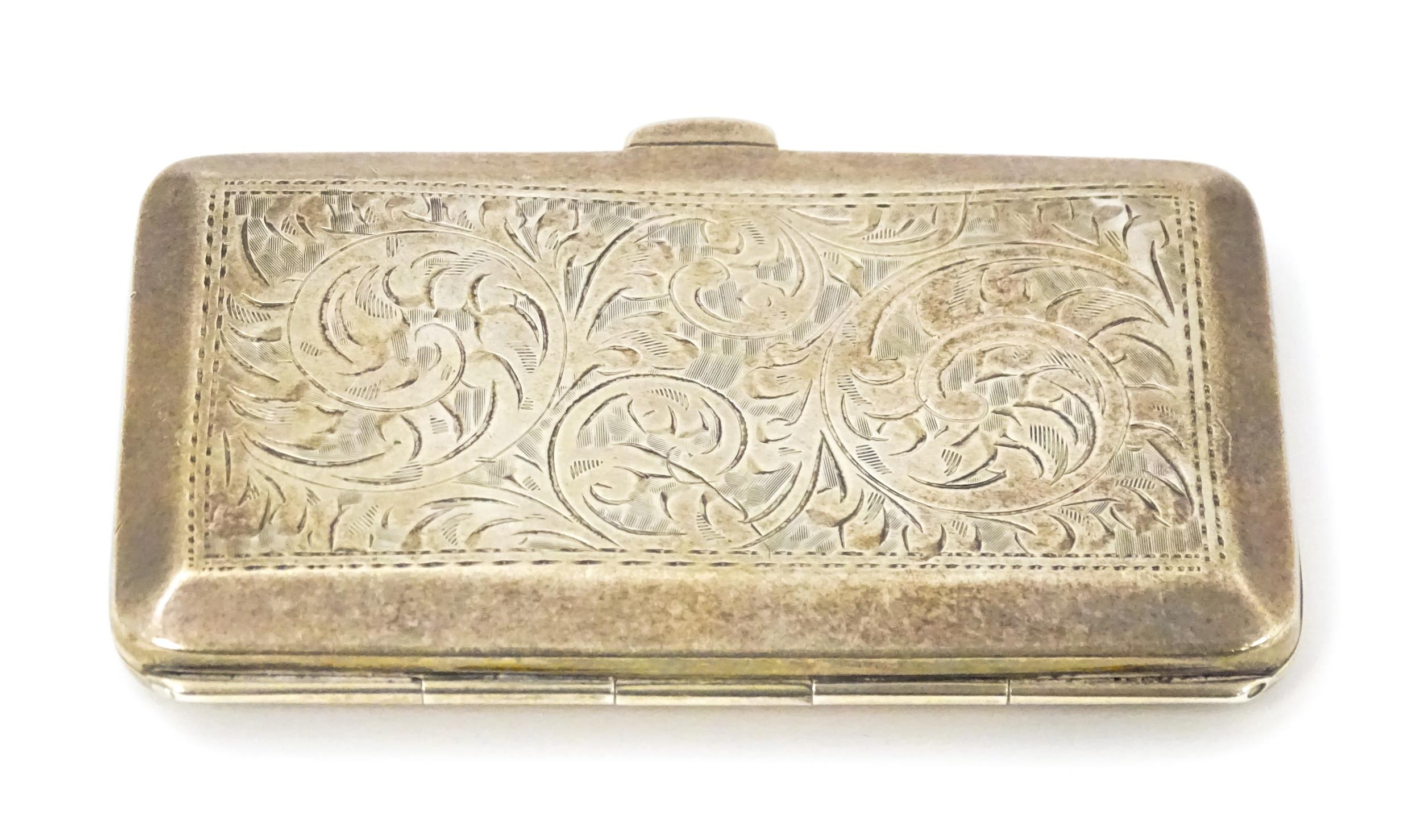 A silver cigarette case with acanthus decoration and engraved 'D. K. M. Oronsay ...', opening to - Image 4 of 7