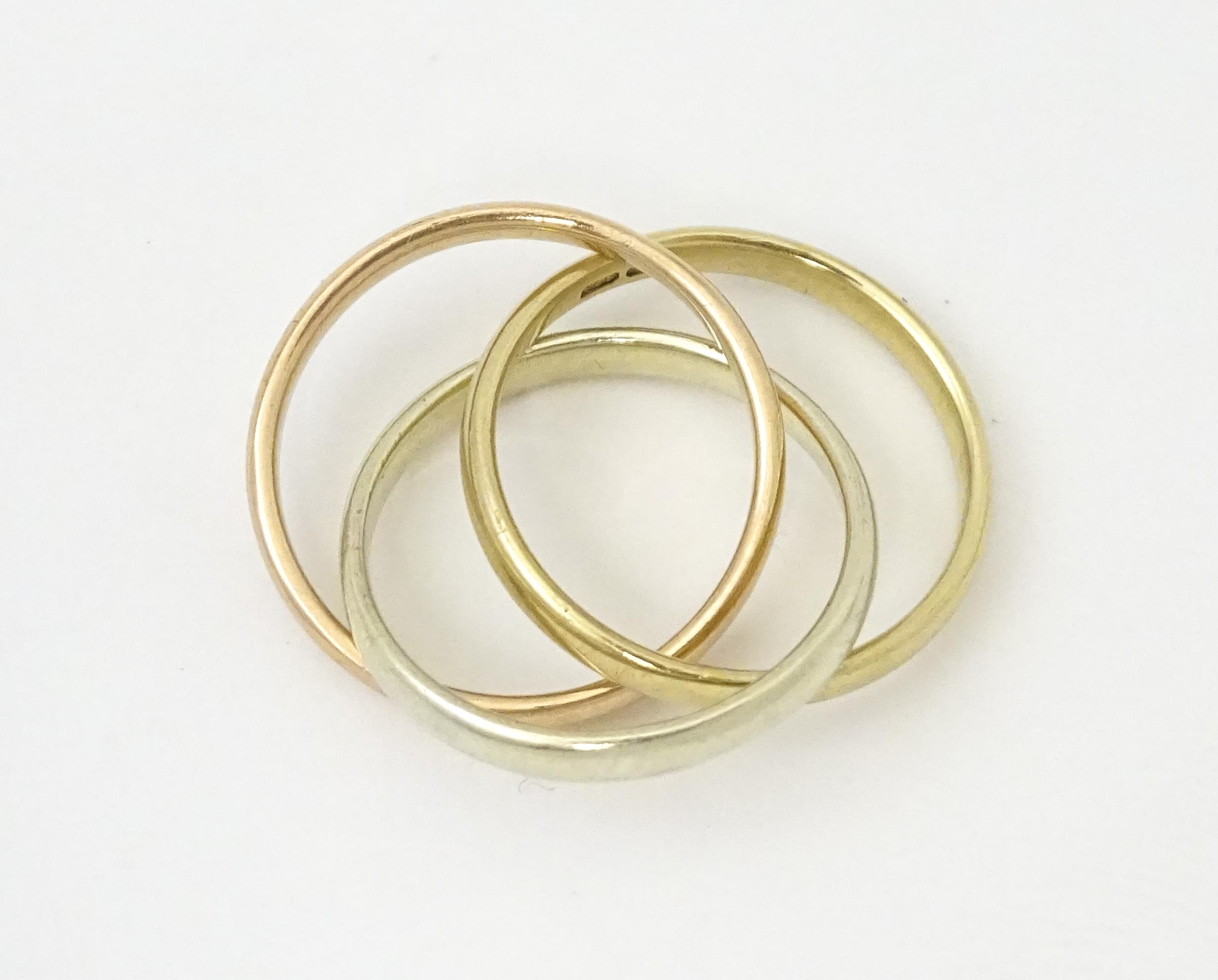 A 9ct tri-gold Russian wedding ring. Ring size approx. G 1/2 Please Note - we do not make - Image 6 of 8