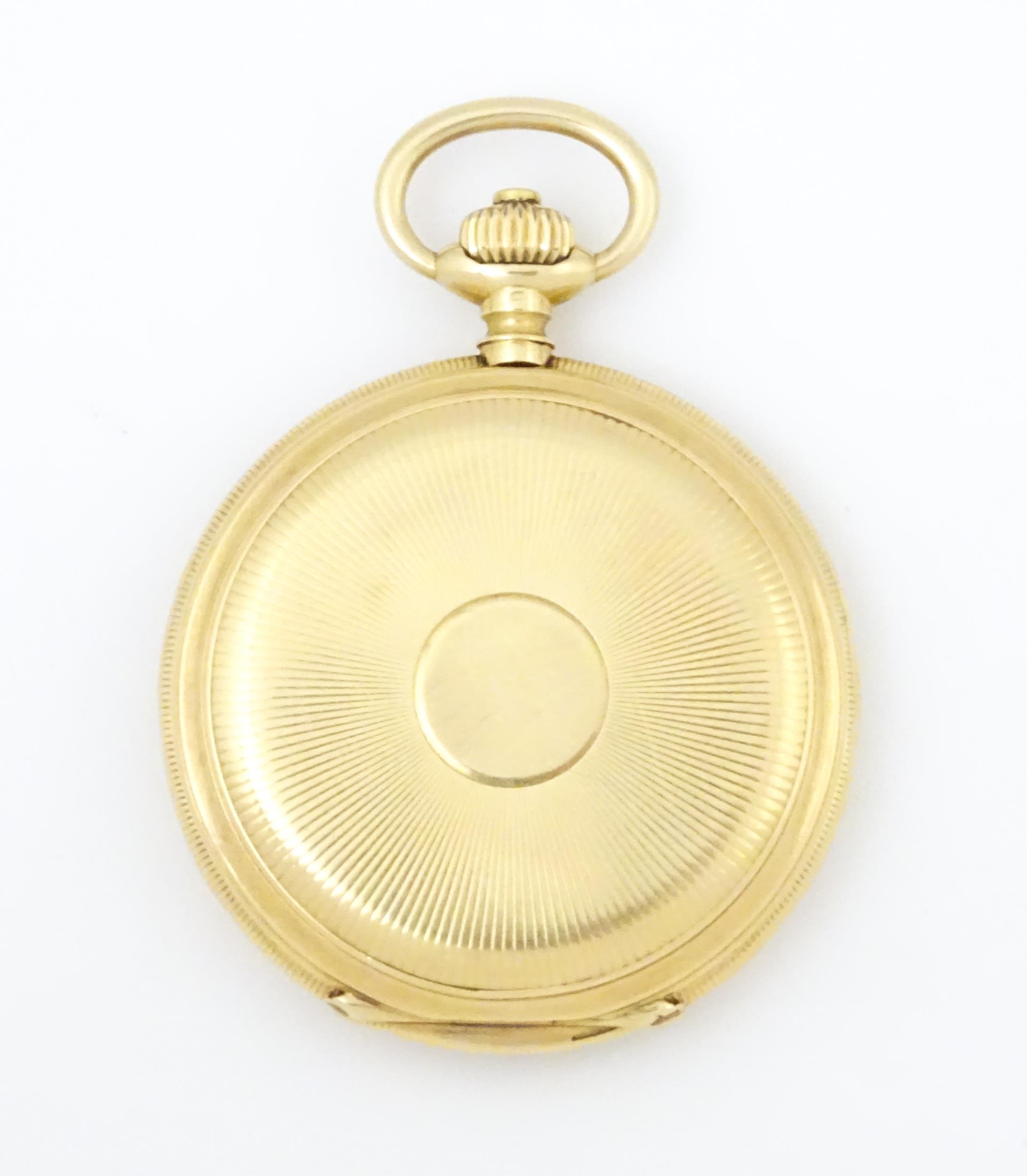 A 14ct gold pocket watch by J. J. Badollet of Geneva, The top wind watch with full hunter case - Image 2 of 10