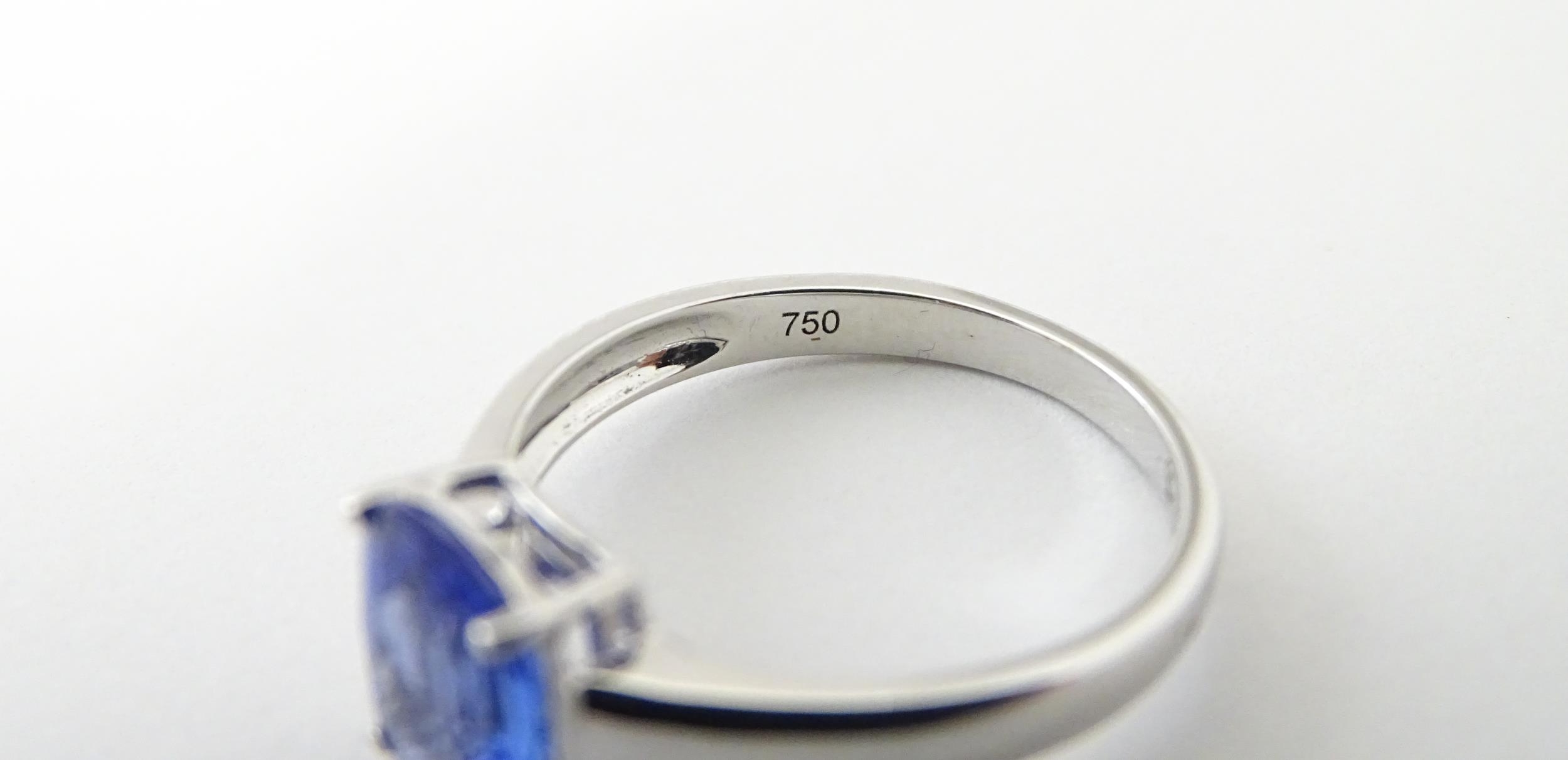An 18ct white gold ring set with tanzanite. Ring size approx. N. Please Note - we do not make - Image 6 of 6