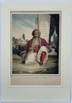 Louis Dupre (1789-1837), Original lithograph hand coloured with watercolour, Titled Le Garde des