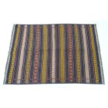 Carpet / Rug : A North East Persian Sumak kilim rug with banded geometric detail and repeating
