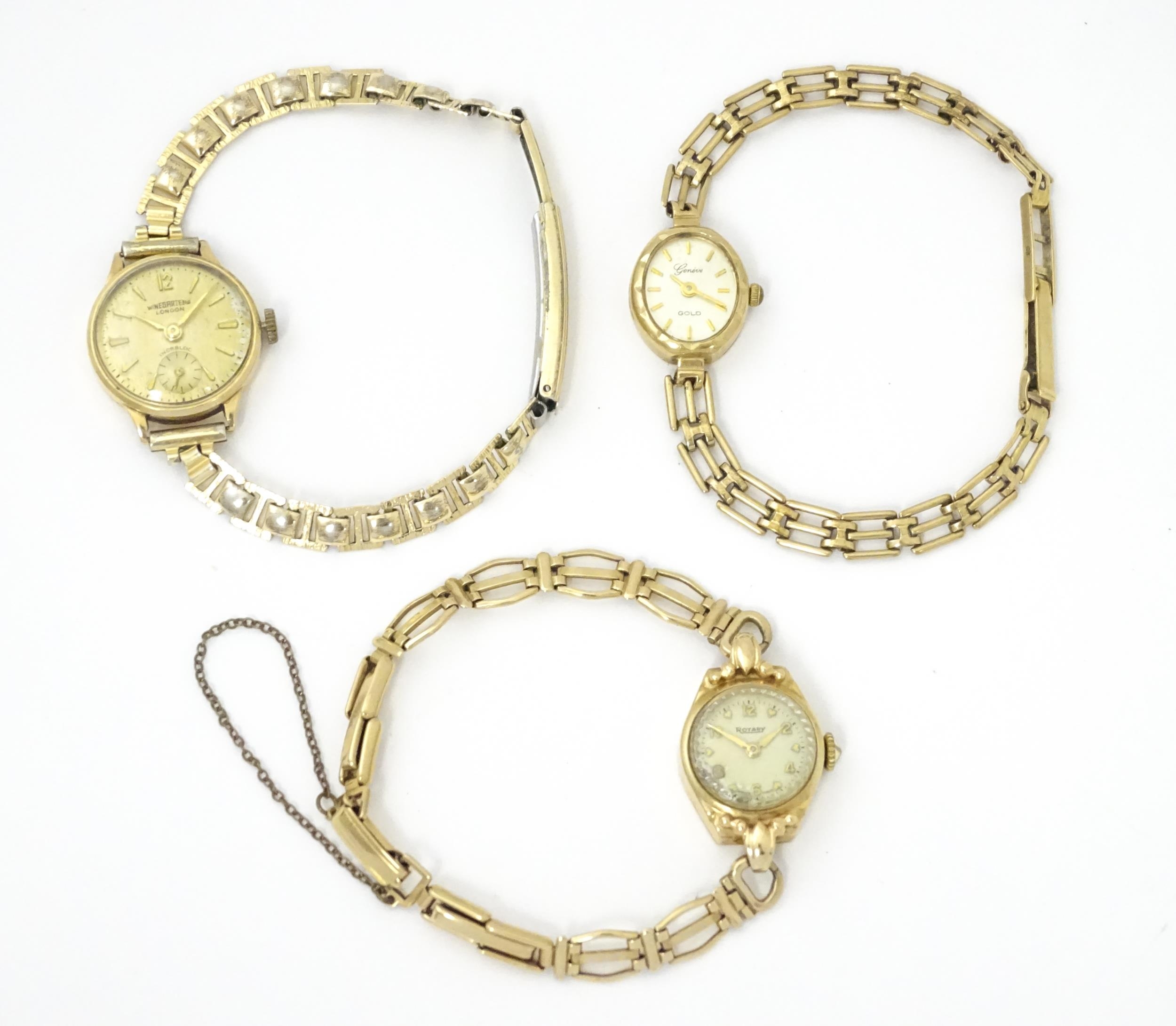 Three various 9ct gold ladies wristwatches, two with 9ct gold bracelet straps. Maker to include - Image 28 of 28