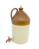 A large Victorian Doulton & Co. Lambeth stoneware two tone cider flagon with Doulton Lambeth