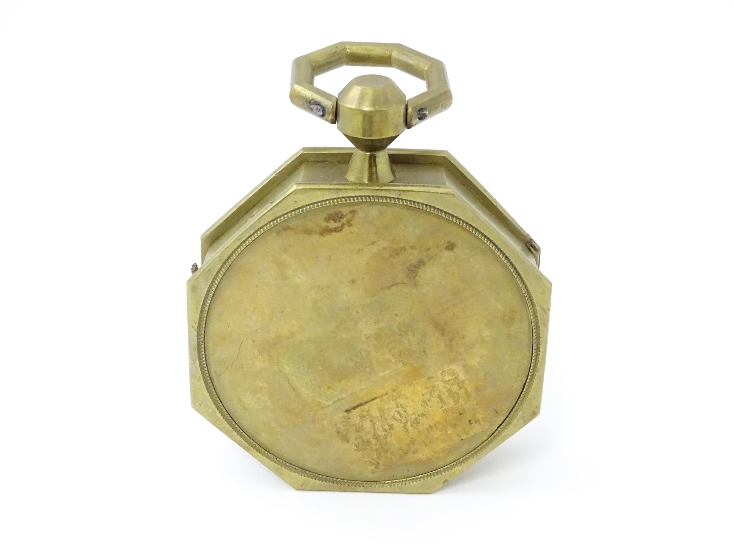A brass cased hanging sedan style clock of octagonal form, with Roman hours and Arabic seconds. - Image 8 of 10