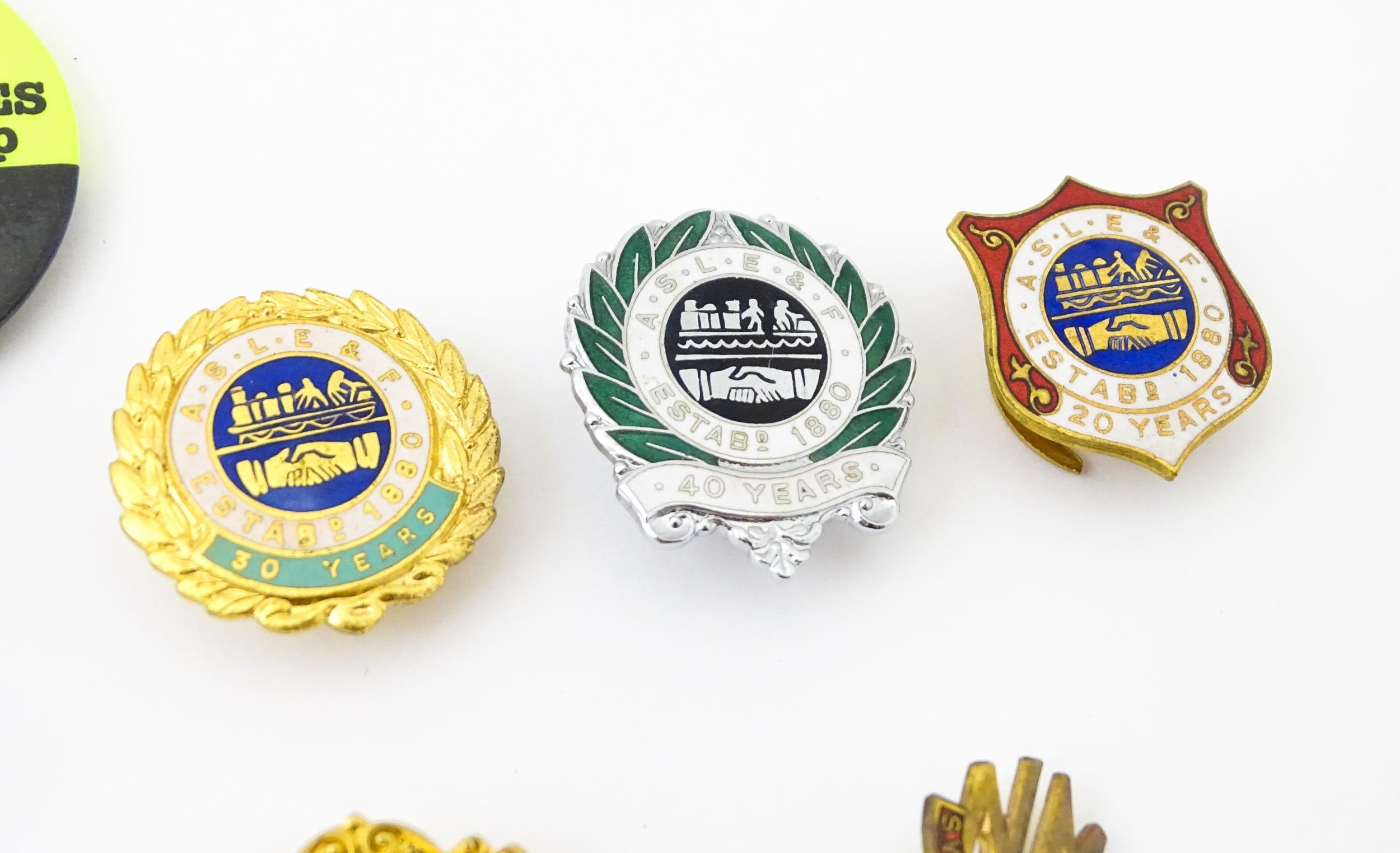 Trade Union Interest: a quantity of assorted badges, pins, etc. to include a silver and enamelled - Image 4 of 10