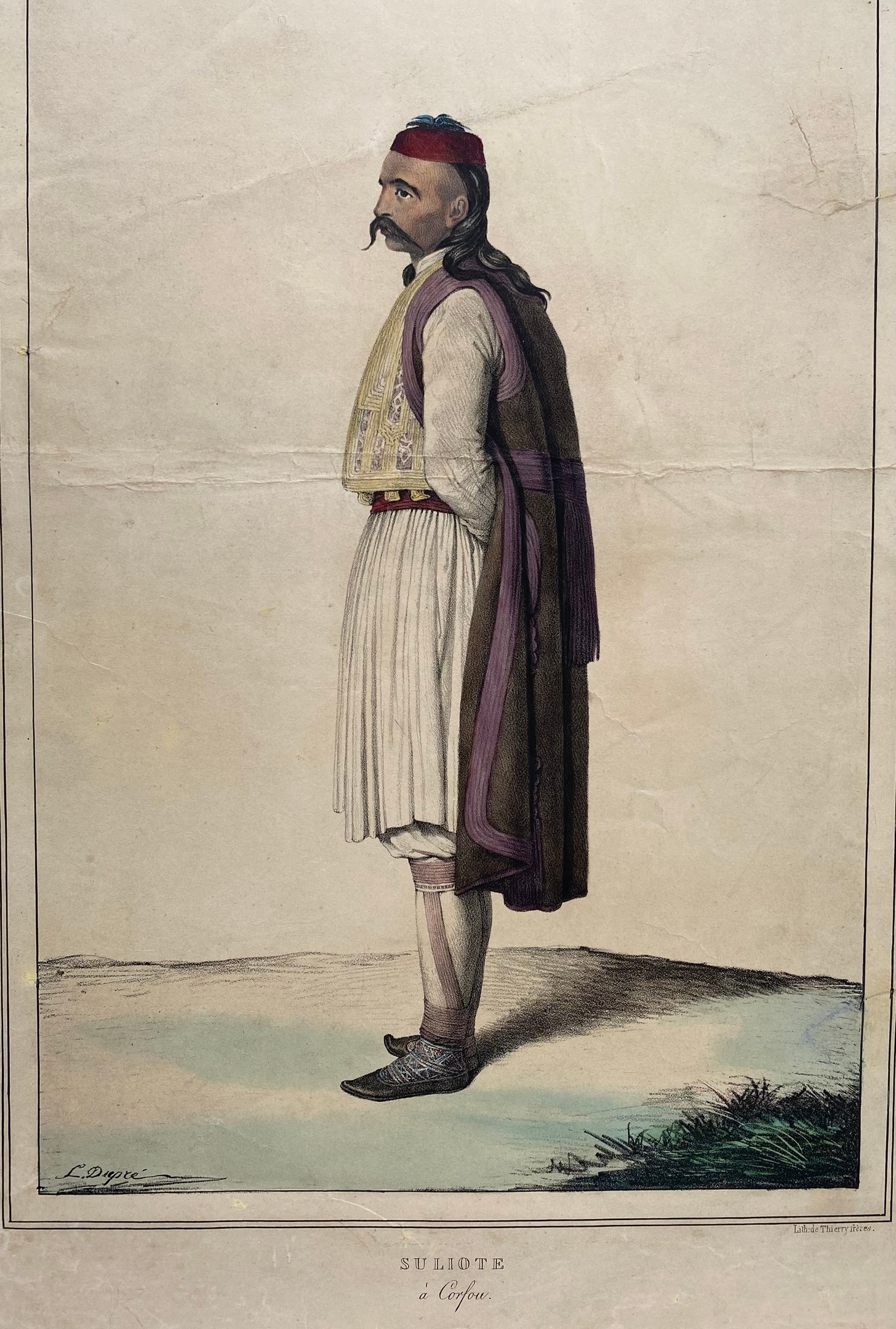 Louis Dupre (1789-1837), Original lithograph hand coloured with watercolour, Titled Suliote a Corfou - Image 2 of 5
