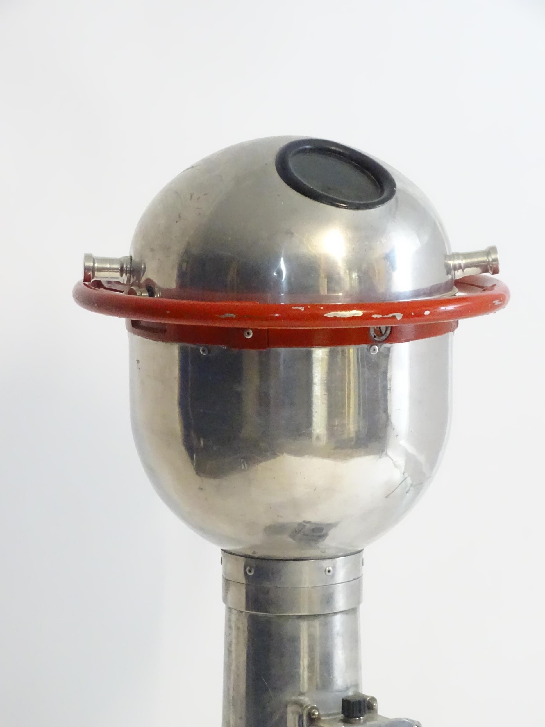 A mid 20thC ship's binnacle , with gimbal mounted compass by Microtecnica, Torino. Standing approx - Image 6 of 12