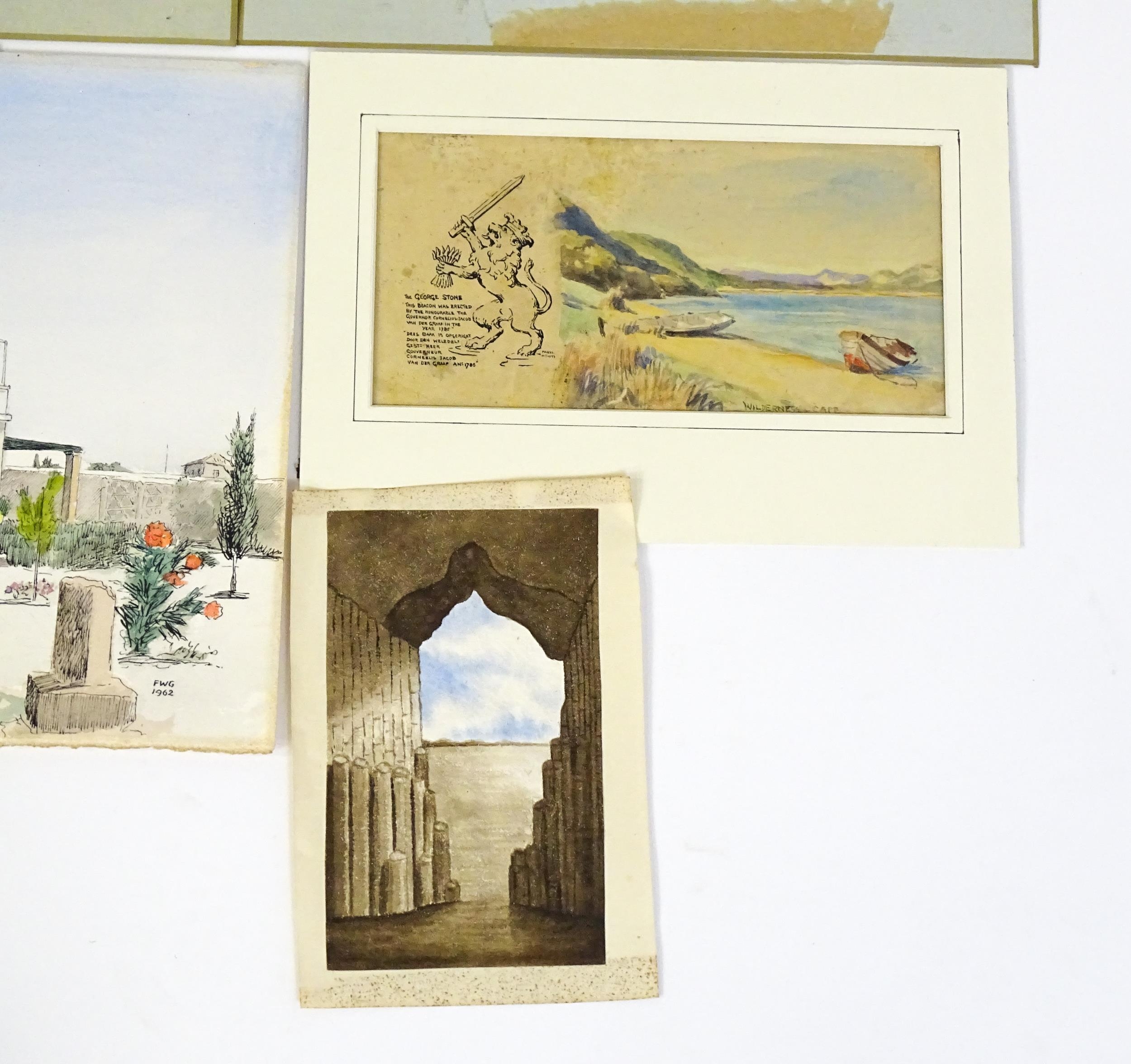 A quantity of assorted watercolours, prints and engravings to include a monochrome watercolour In - Image 3 of 20