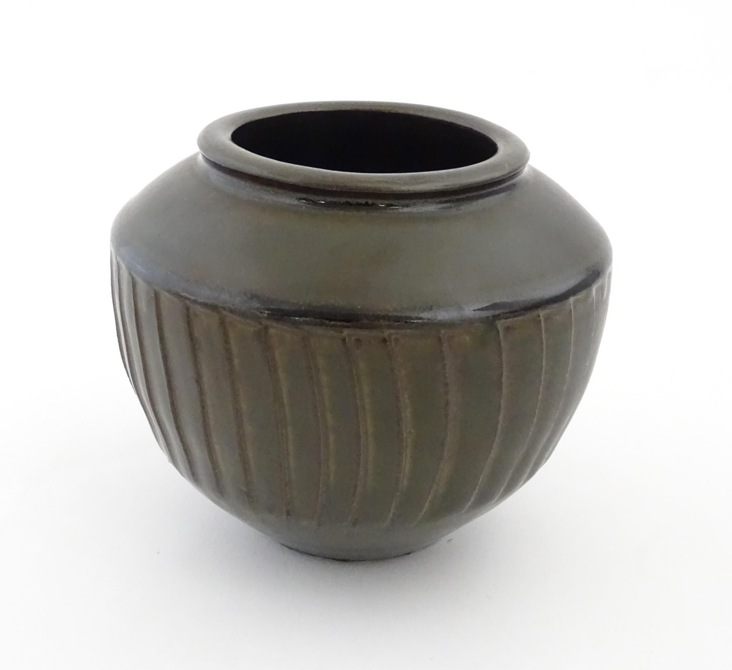 A David Leach studio pottery vase / pot of tapering form with a unique gunmetal glaze commissioned - Image 5 of 18