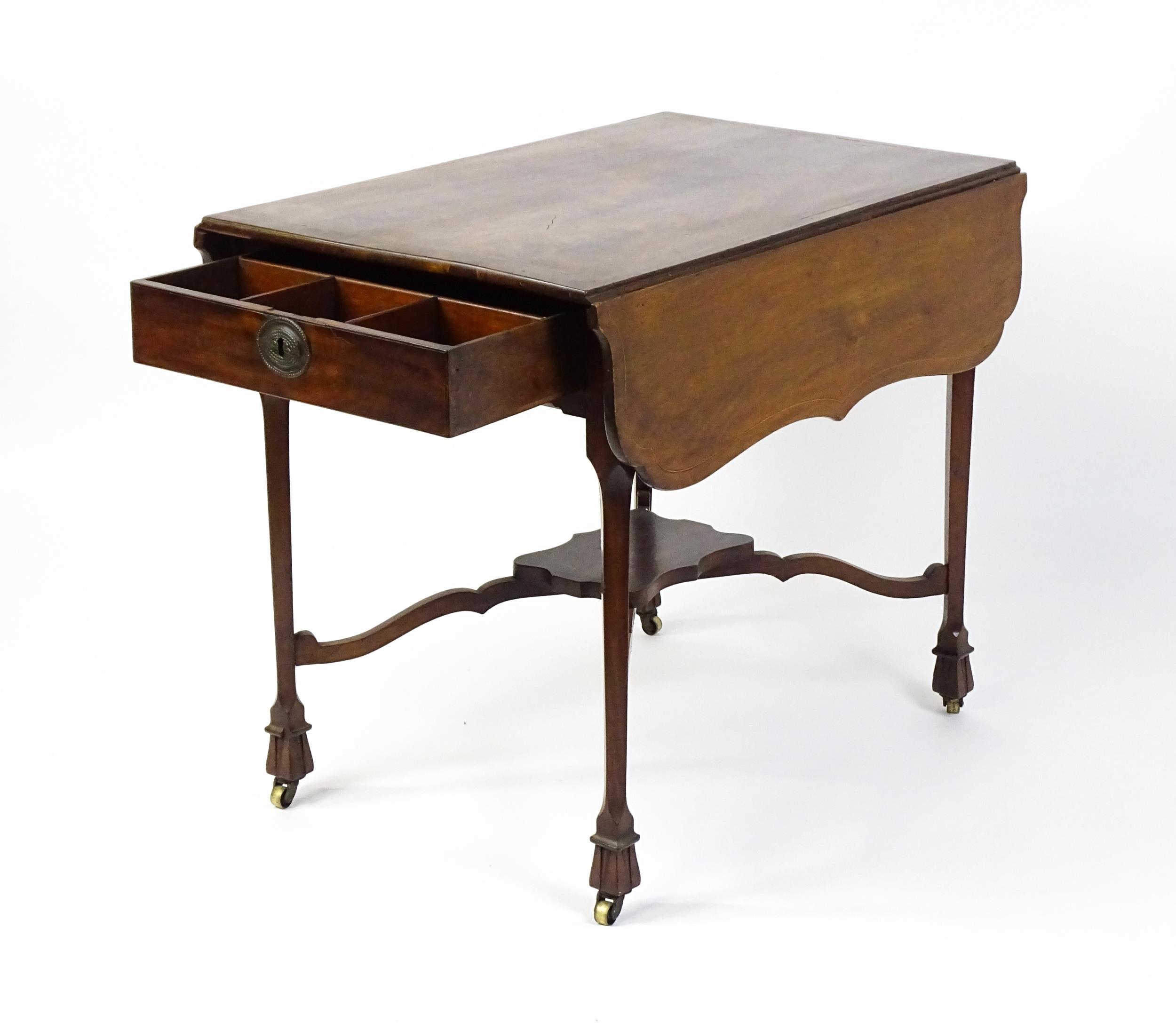 A late 18thC Chippendale style mahogany Pembroke table, the butterfly table top having two shaped - Image 14 of 16