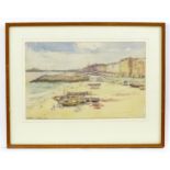 Early 20th century, British / Scottish School, Watercolour, A coastal town scene with pier, boats