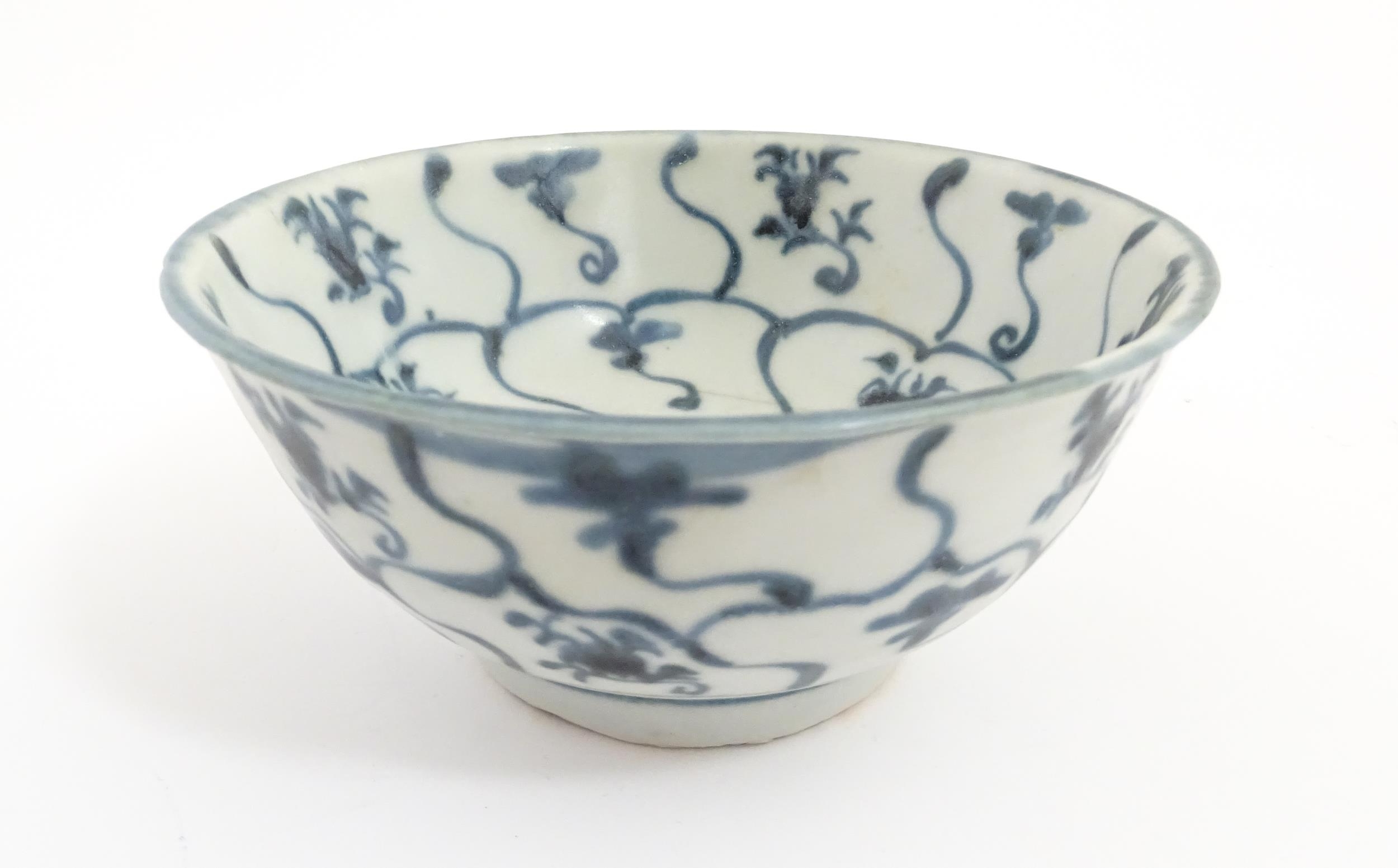 Two Chinese blue and white Tek Sing items comprising bowl and dish with brushwork decoration. - Image 9 of 18
