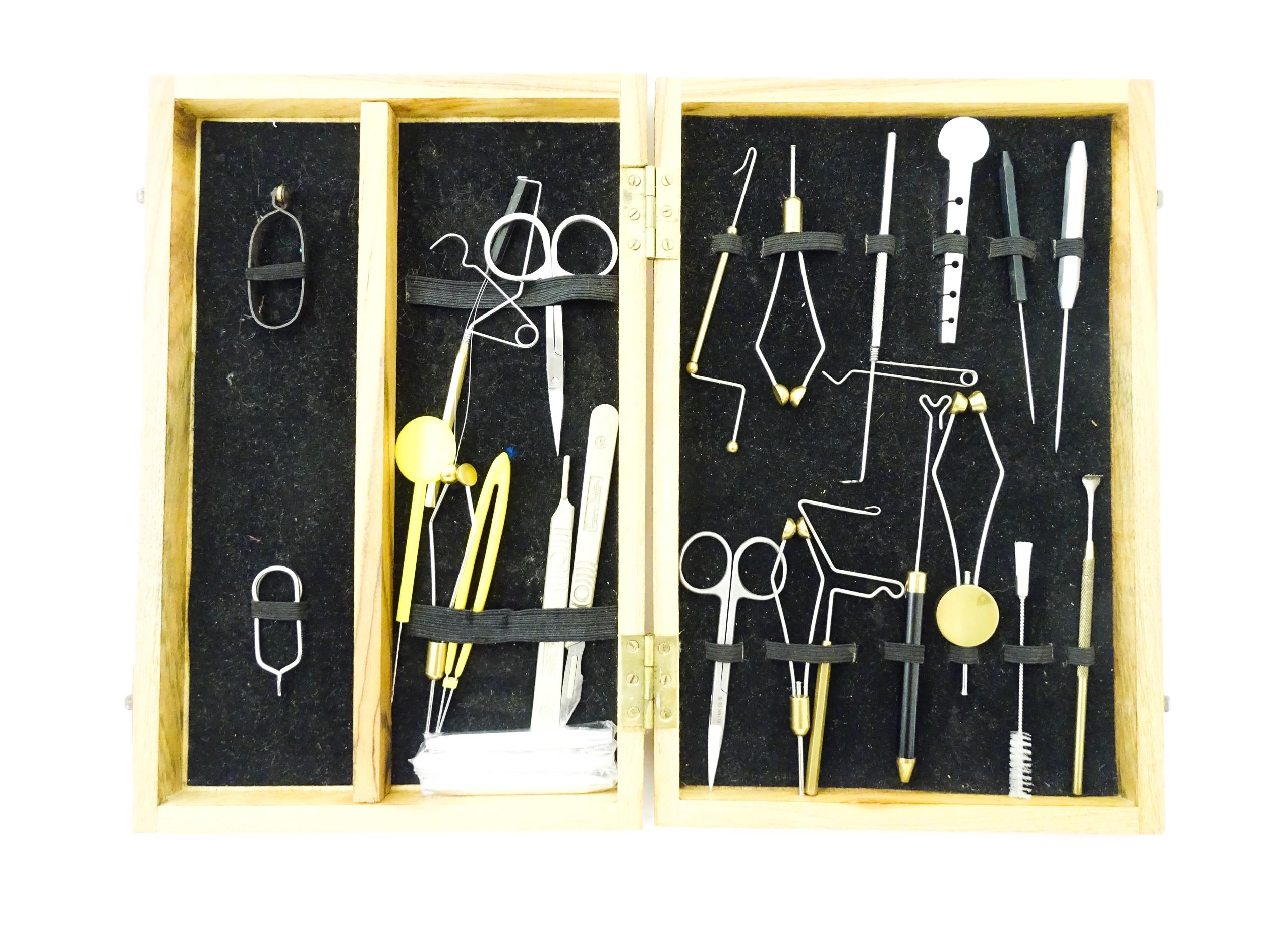 Fishing : a quantity of fly tying tools, to include two cases containing scissors, pliers, cotton, - Image 2 of 8