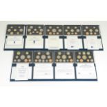 Coins: A quantity of Queen Elizabeth II United Kingdom Royal Mint proof coin collections for the